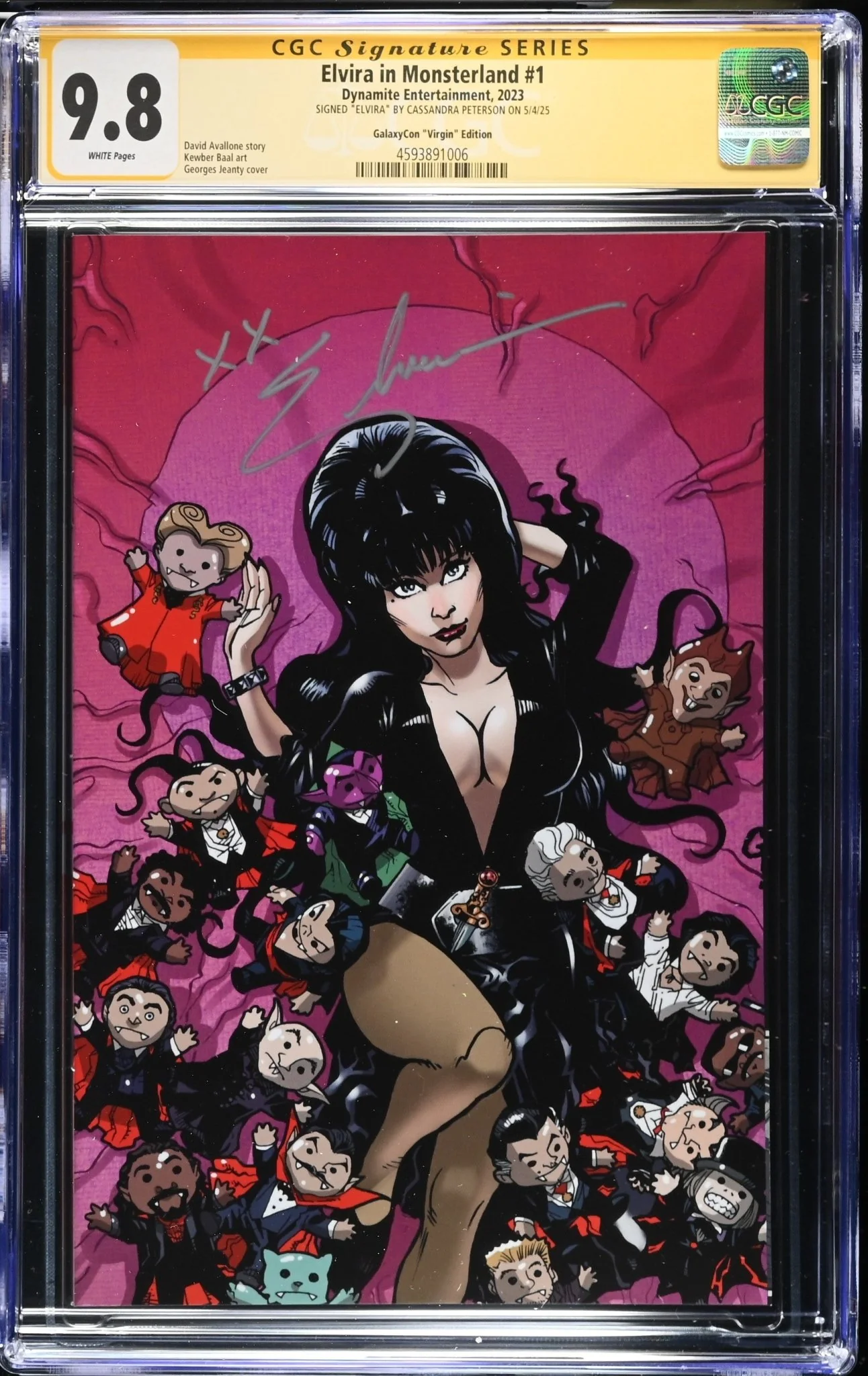 Elvira In Monsterland #1 GalaxyCon Jeanty Exclusive Virgin Variant CGC SS 9.8 Signed by: Cassandra Peterson - Image 4