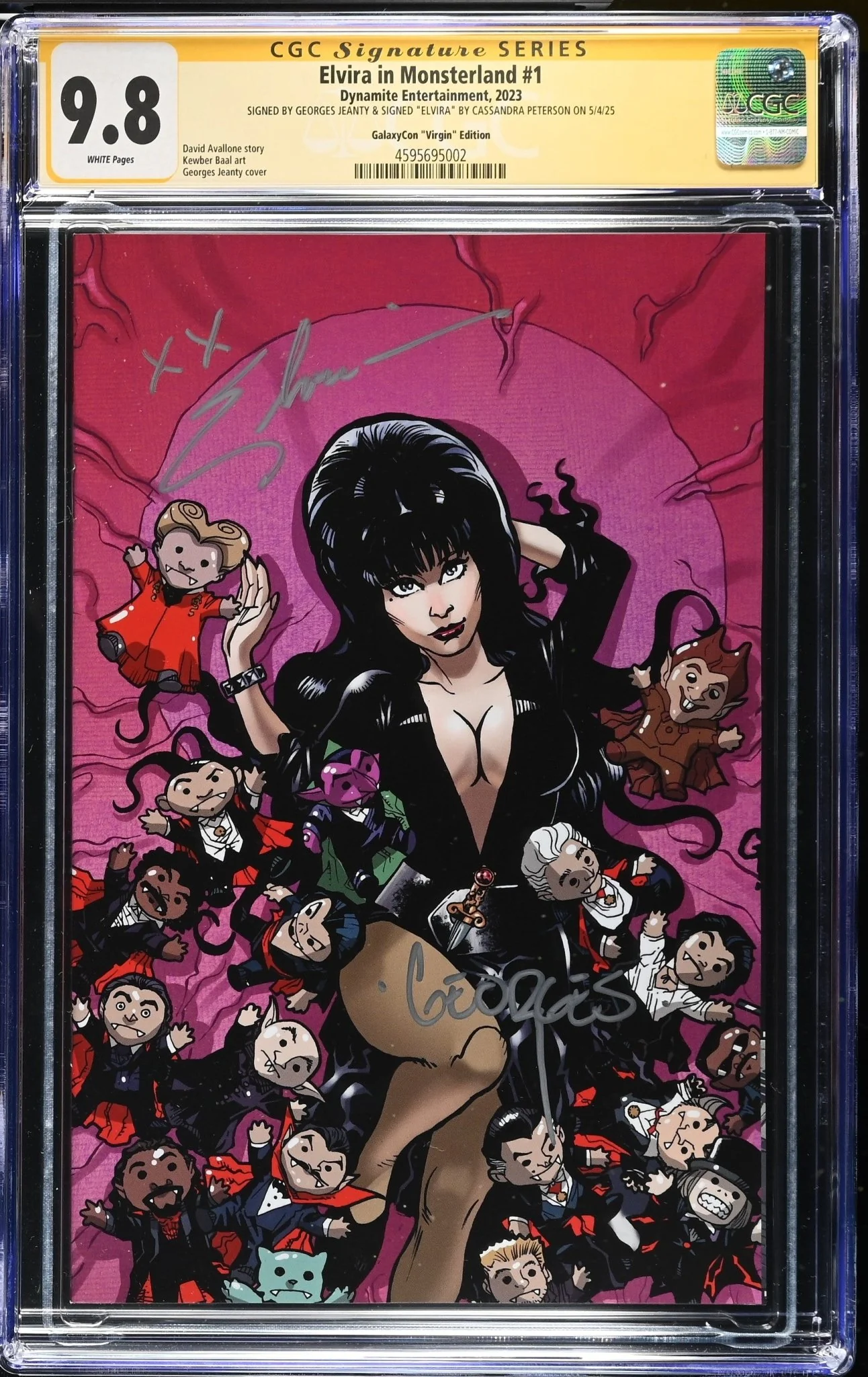 Elvira In Monsterland #1 GalaxyCon Exclusive Virgin Variant CGC SS 9.8 Signed by: Cassandra Peterson & Georges Jeanty - Image 2