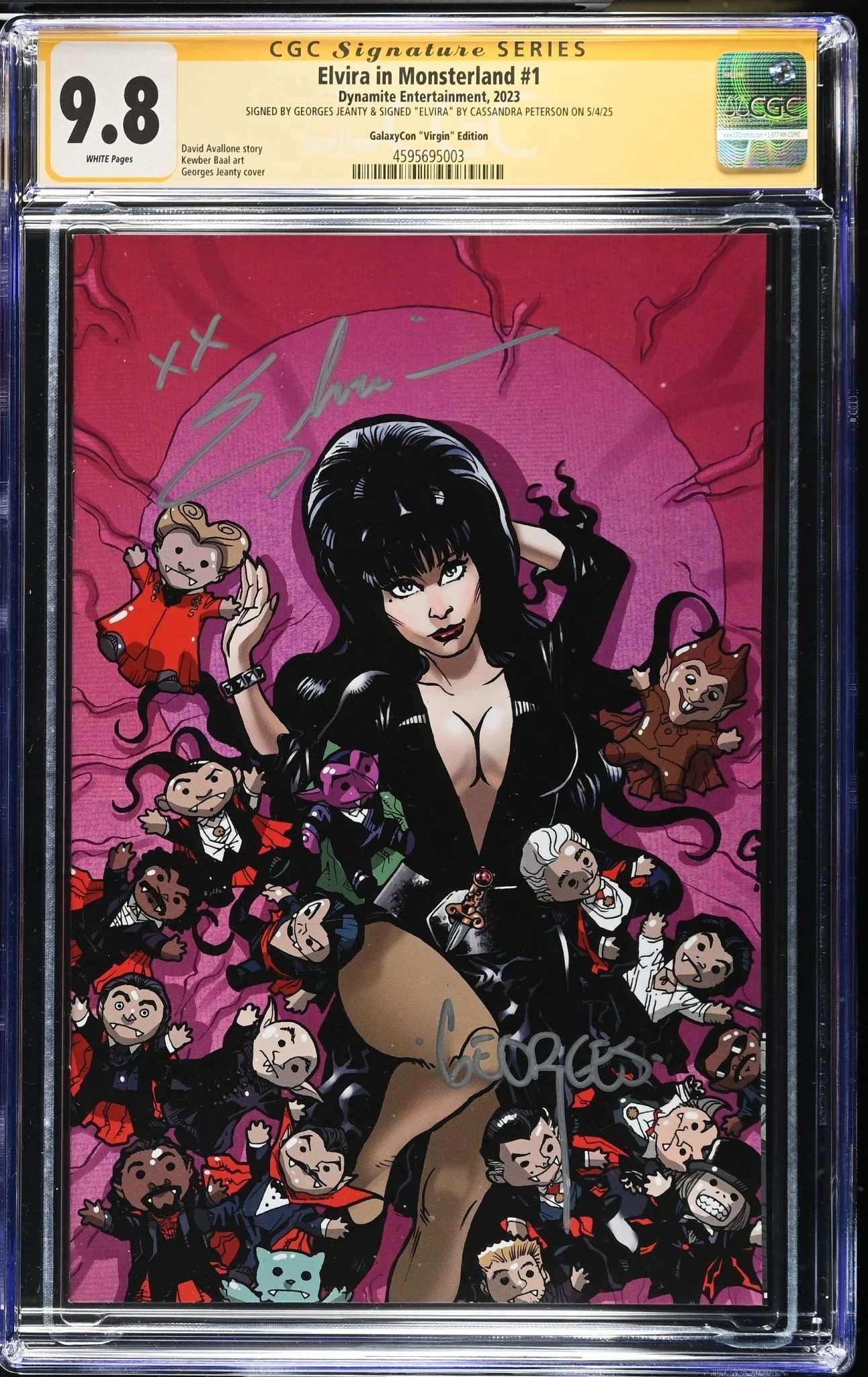 Elvira In Monsterland #1 GalaxyCon Exclusive Virgin Variant CGC SS 9.8 Signed by: Cassandra Peterson & Georges Jeanty - Image 3
