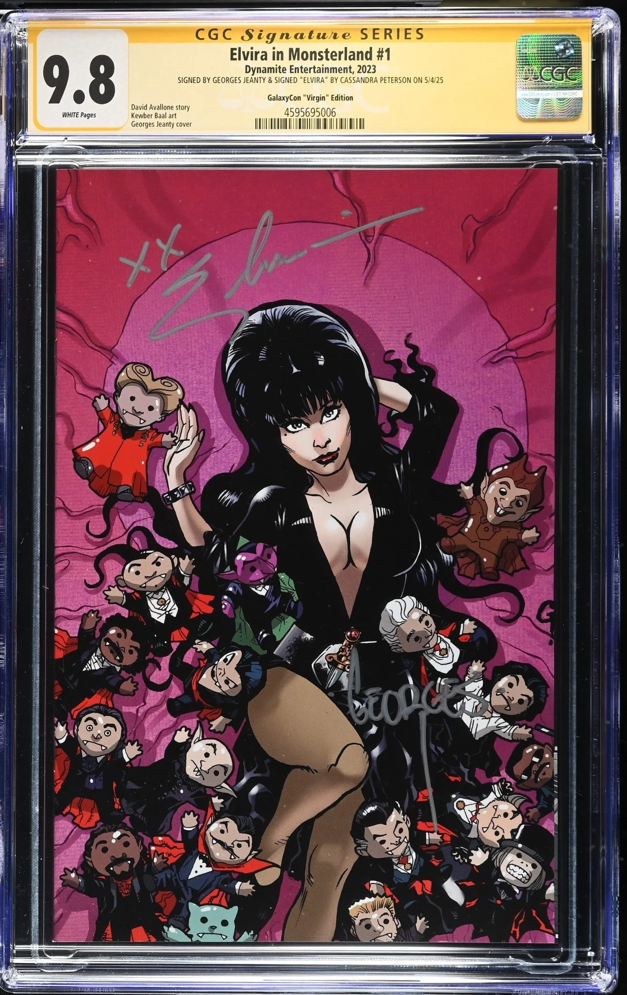 Elvira In Monsterland #1 GalaxyCon Exclusive Virgin Variant CGC SS 9.8 Signed by: Cassandra Peterson & Georges Jeanty - Image 4