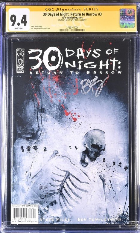 30 Days of Night: Return to Barrow #3 IDW Publishing CGC SS 9.4 Signed Ben Templesmith - Image 2