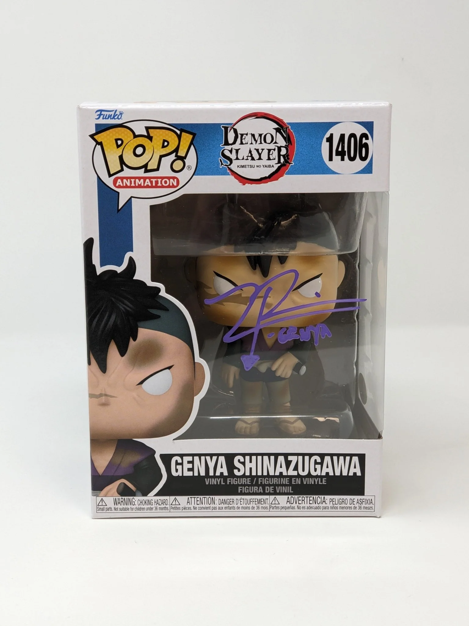 Zeno Robinson Demon Slayer Genya Shinazugawa #1406 Signed Funko Pop JSA Certified Autograph - Image 2