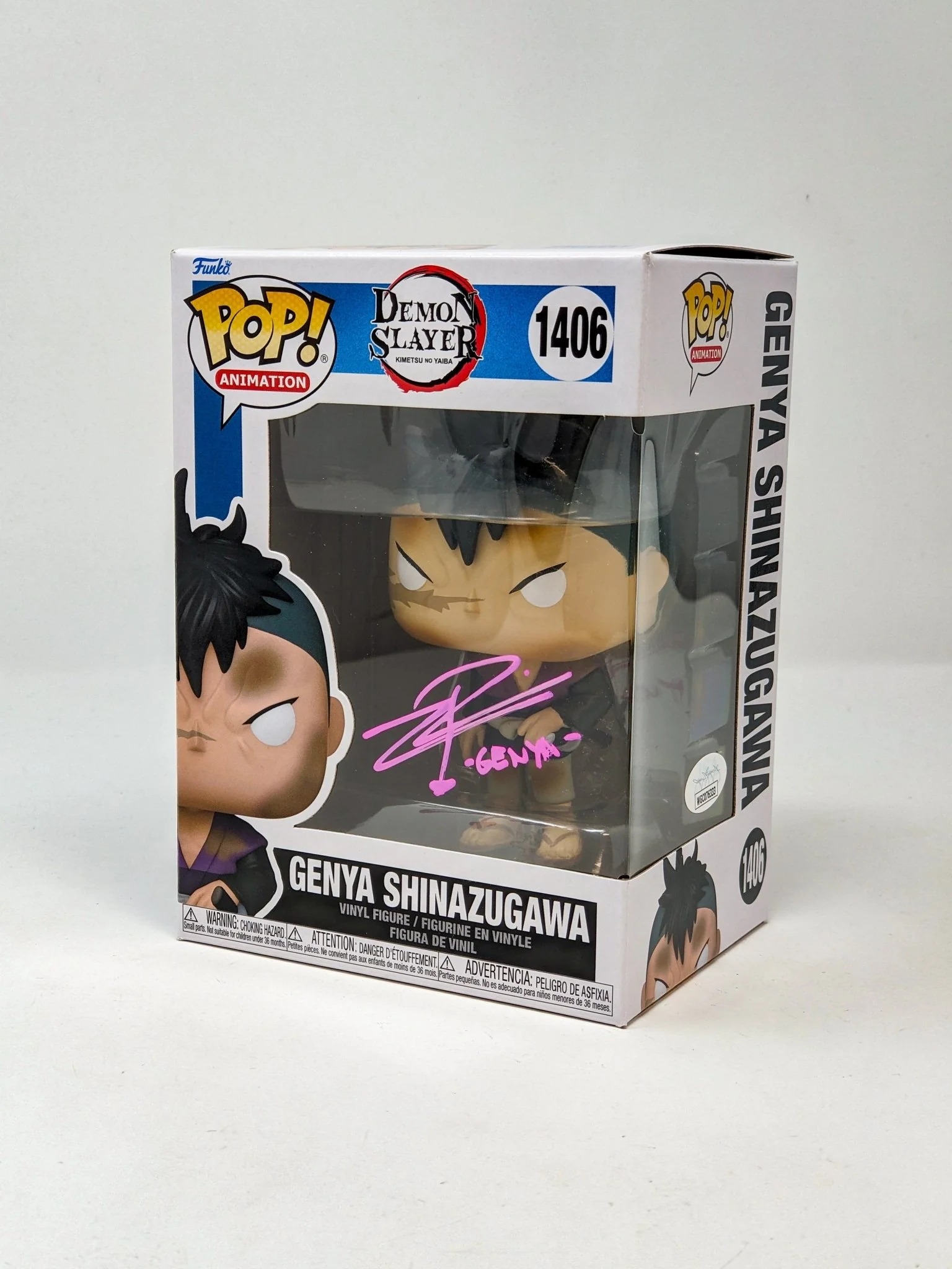 Zeno Robinson Demon Slayer Genya Shinazugawa #1406 Signed Funko Pop JSA Certified Autograph - Image 3