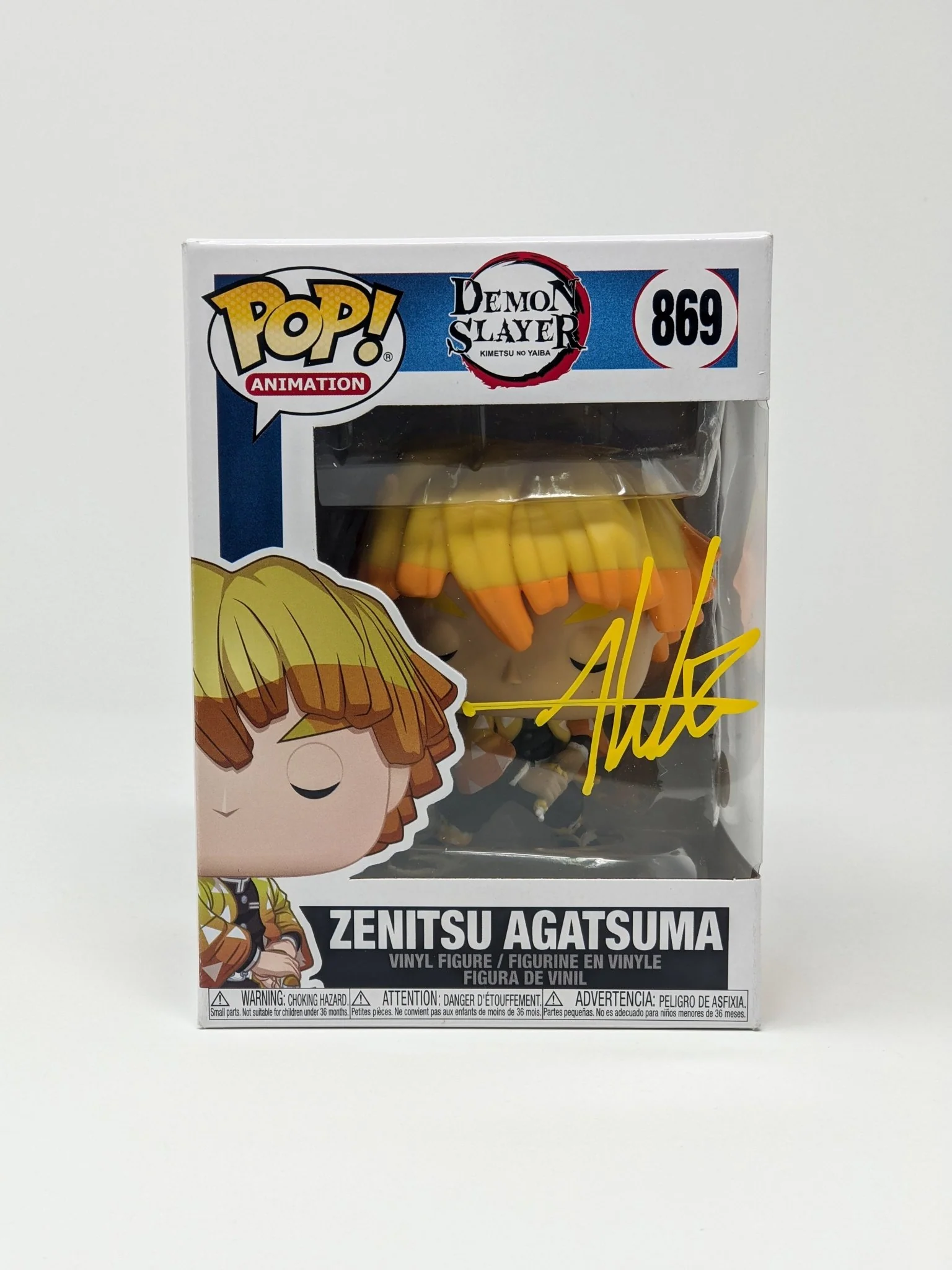 Aleks Le Demon Slayer Zenitsu Agatsuma #869 Signed Funko Pop JSA Certified Autograph - Image 2