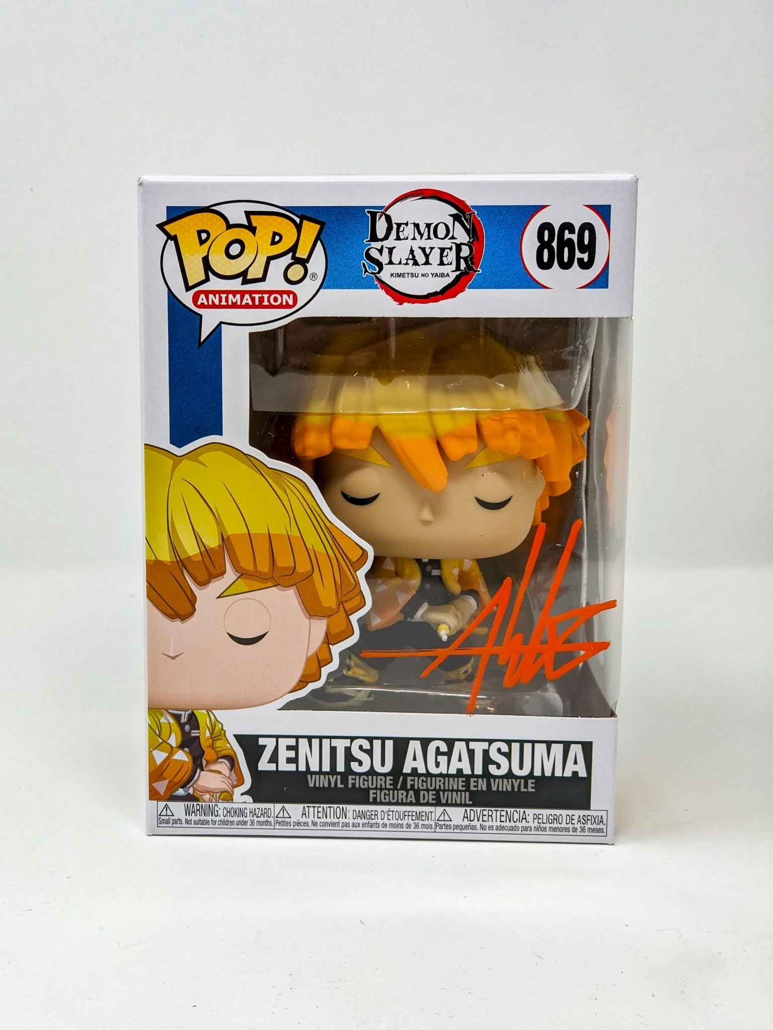 Aleks Le Demon Slayer Zenitsu Agatsuma #869 Signed Funko Pop JSA Certified Autograph - Image 5