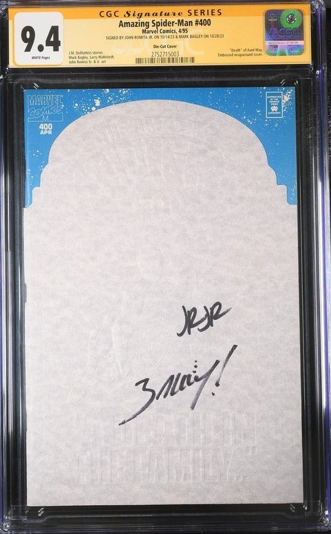 Amazing Spider-Man #400 Die-Cut Cover Marvel Comics CGC Signature Series 9.4 Signed Mark Bagley, John Romita Jr. - Image 2