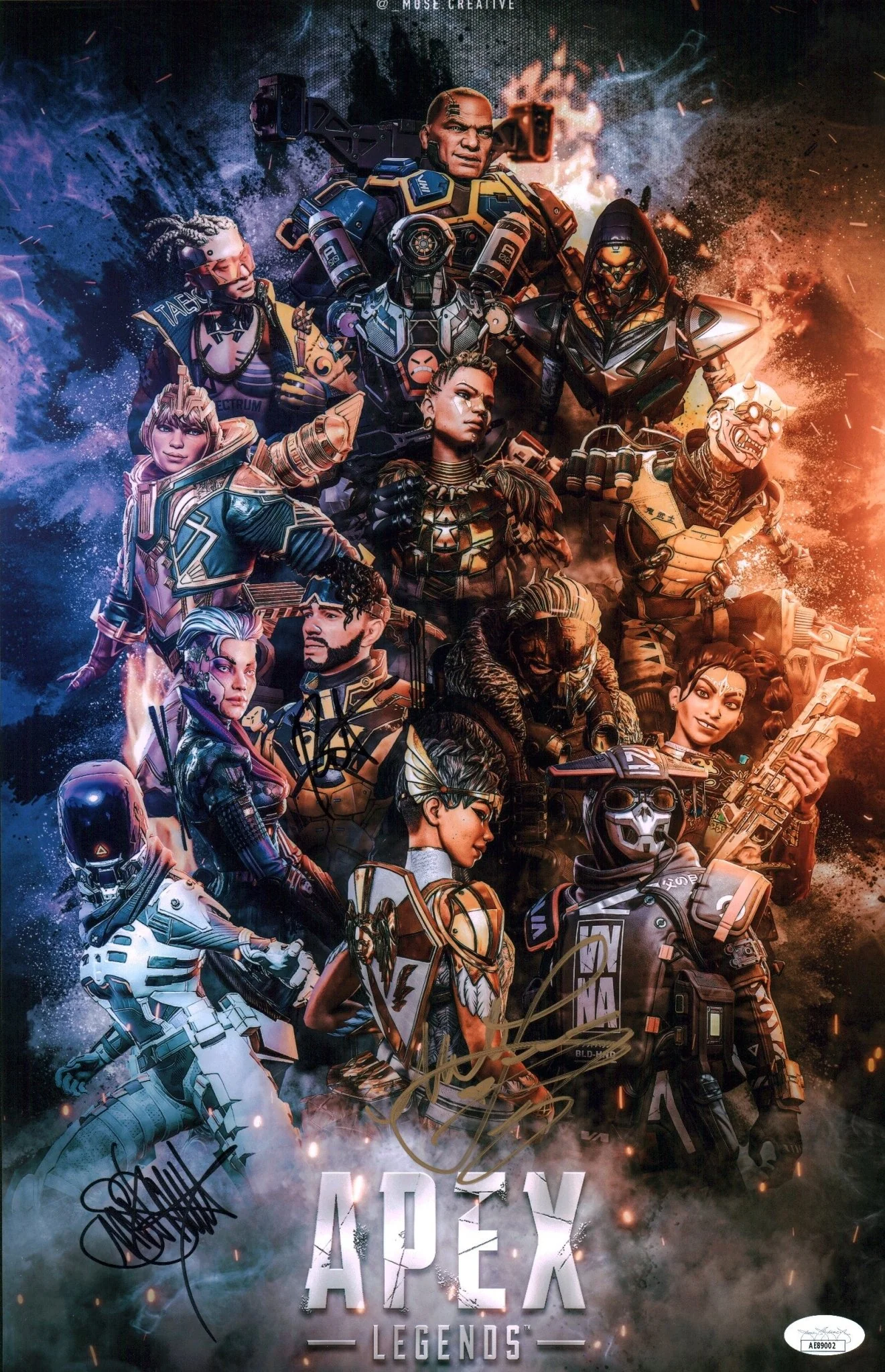 Apex Legends 11x17 Photo Poster Cast x3 Signed Lee, Smith, Vansanten JSA Certified Autograph - Image 2