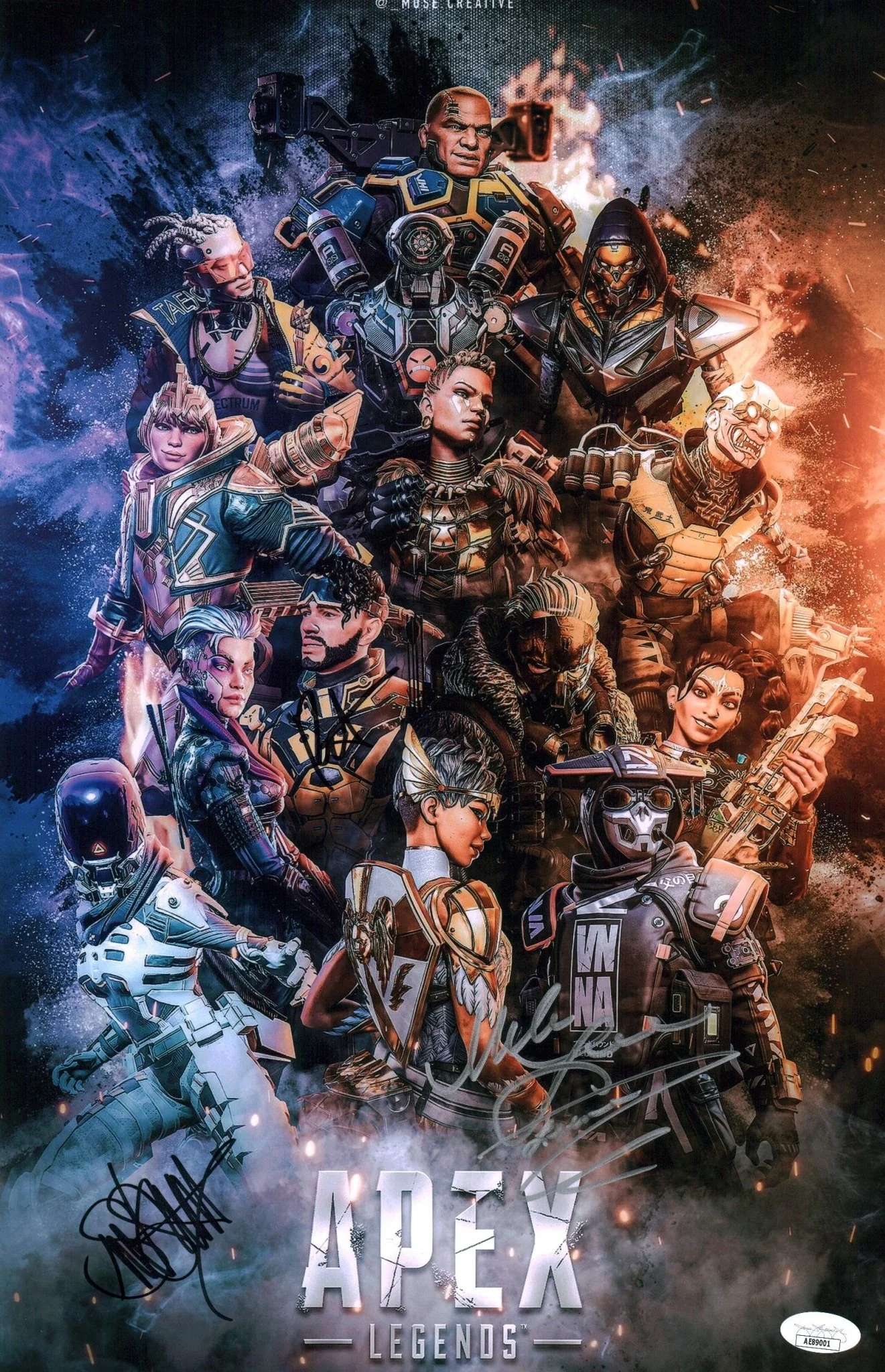 Apex Legends 11x17 Photo Poster Cast x3 Signed Lee, Smith, Vansanten JSA Certified Autograph - Image 3