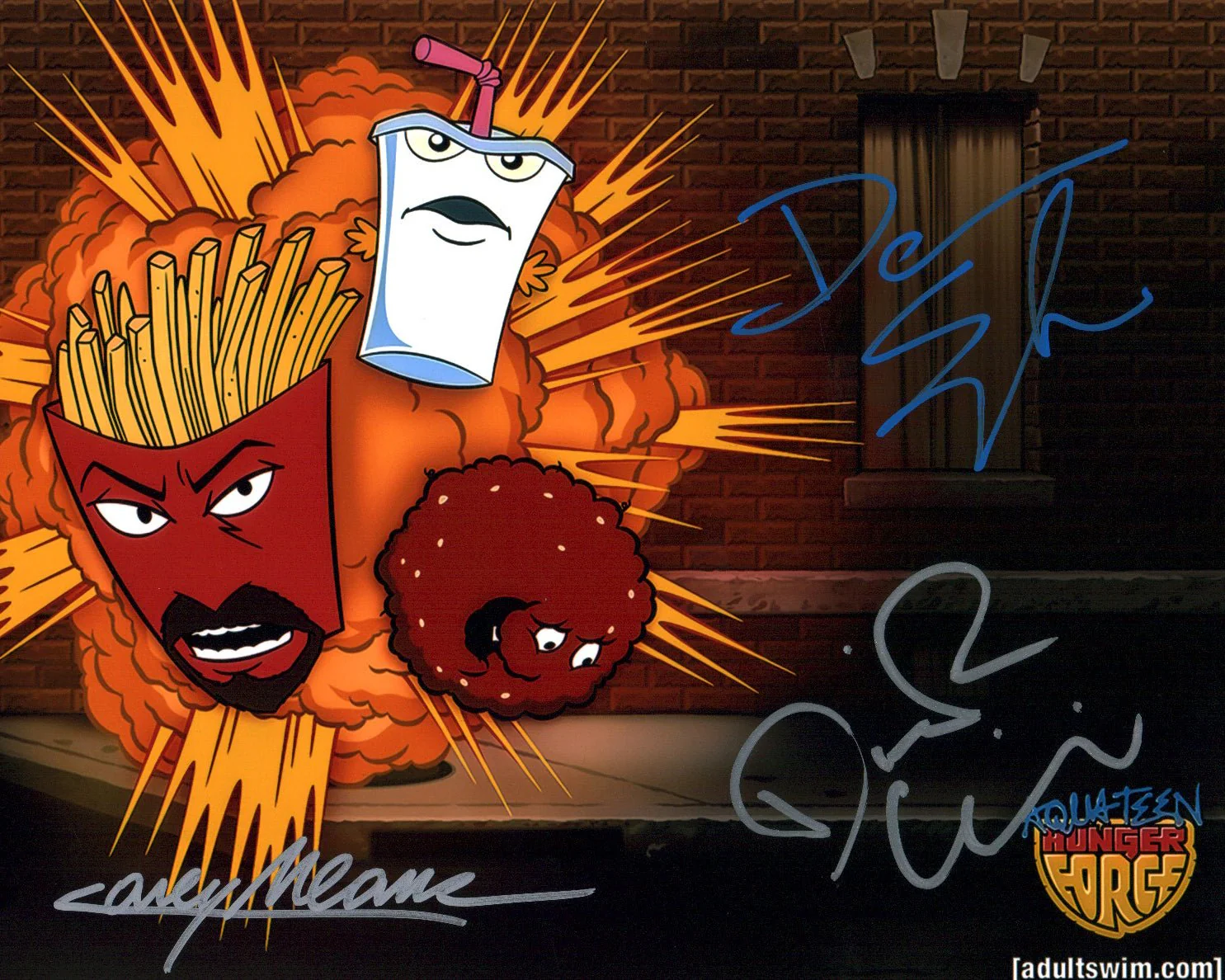 Aqua Teen Hunger Force 8x10 Photo Cast x3 Signed Snyder, Willis, Means JSA Certified Autograph - Image 2