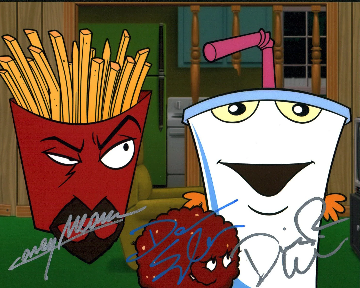 Aqua Teen Hunger Force 8x10 Photo Cast x3 Signed Snyder, Willis, Means JSA Certified Autograph - Image 2