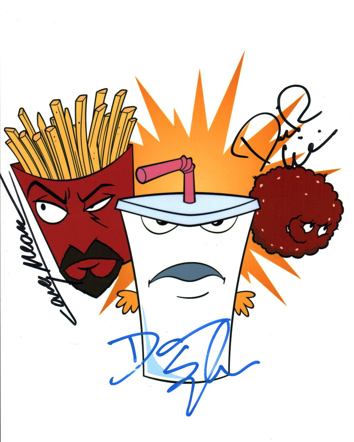 Aqua Teen Hunger Force 8x10 Photo Cast x3 Signed Snyder, Willis, Means JSA Certified Autograph - Image 2