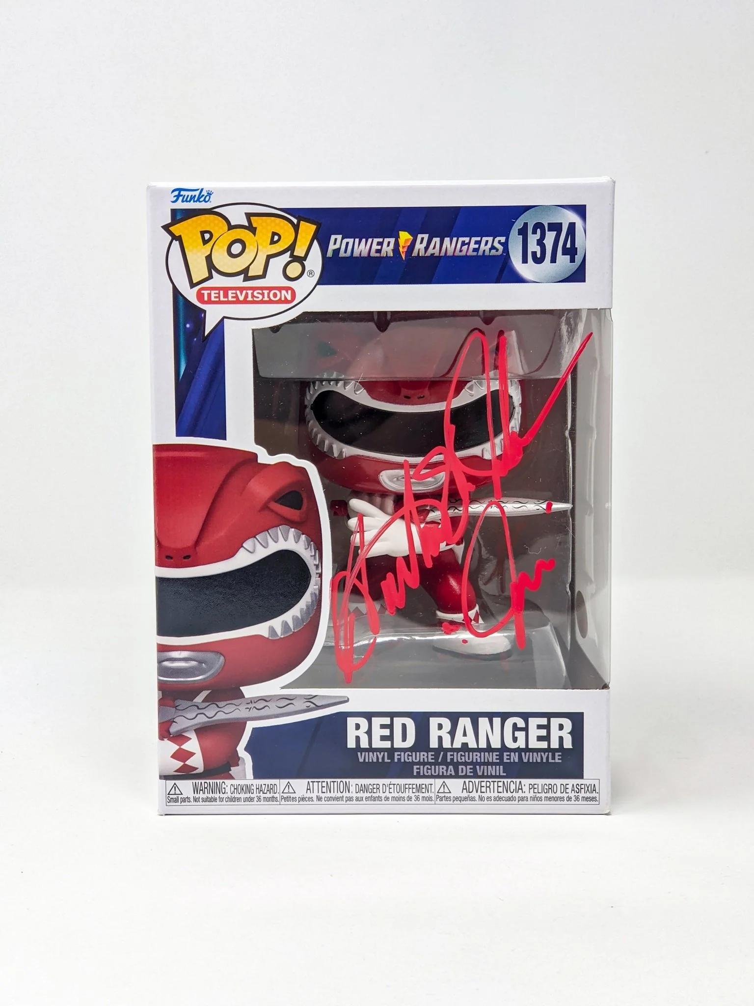 Austin St John Power Rangers Red Ranger #1374 Signed Funko Pop JSA Certified Autograph - Image 2