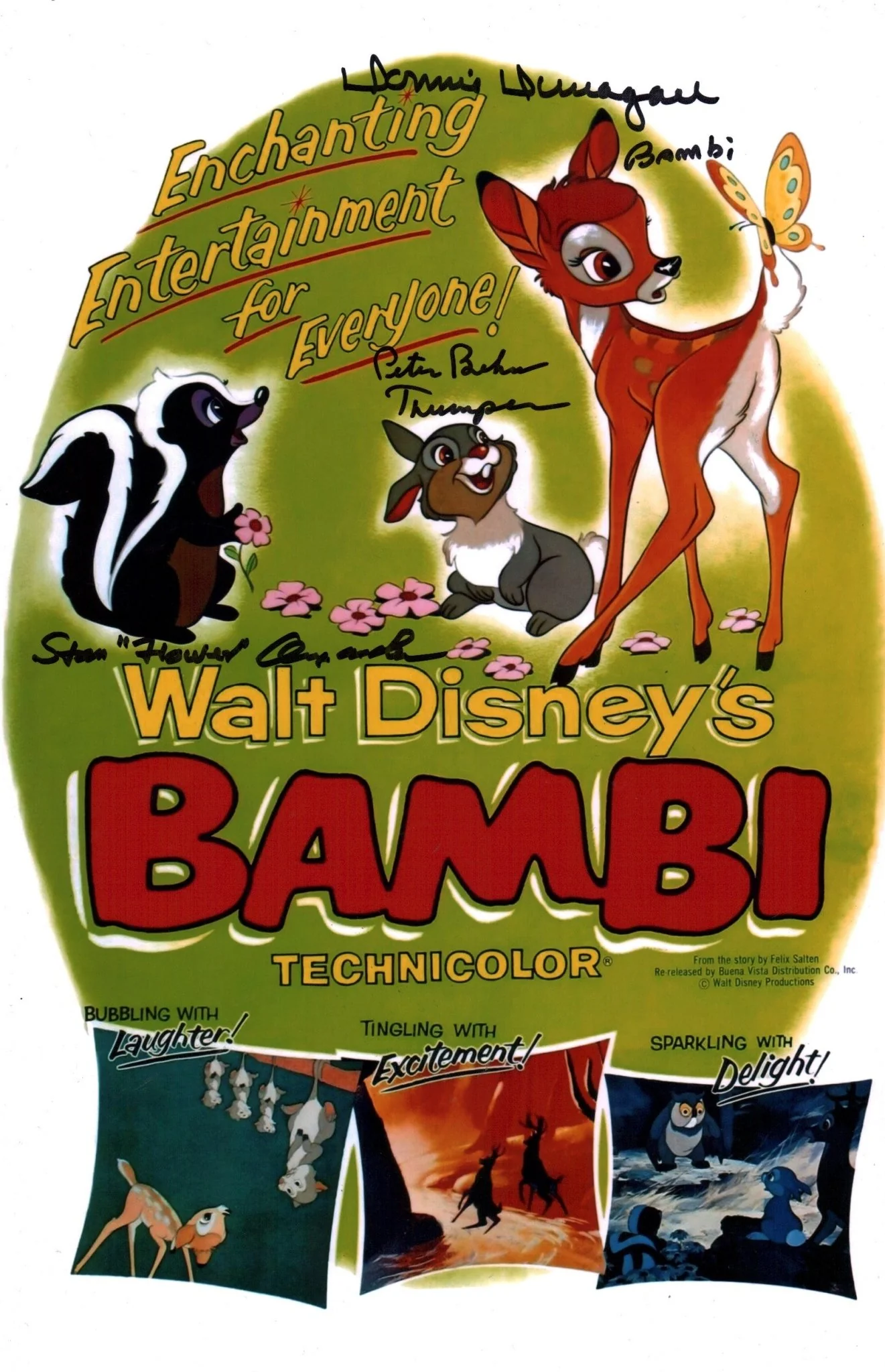 Bambi 11x17 Cast Photo Poster Signed x3 Signed Behn, Dunagan, Alexander JSA Certified Autograph - Image 2