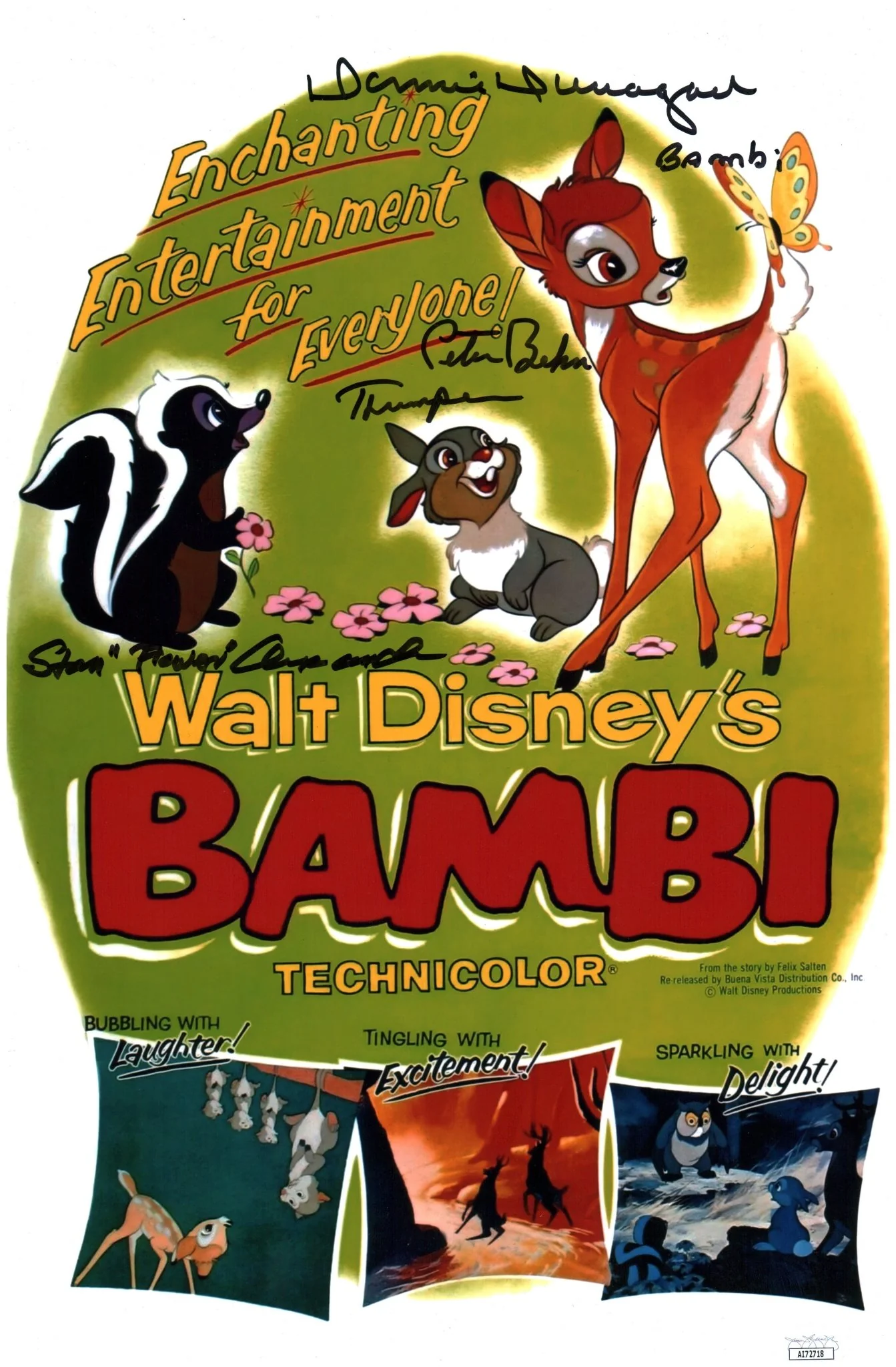 Bambi 11x17 Cast Photo Poster Signed x3 Signed Behn, Dunagan, Alexander JSA Certified Autograph - Image 4