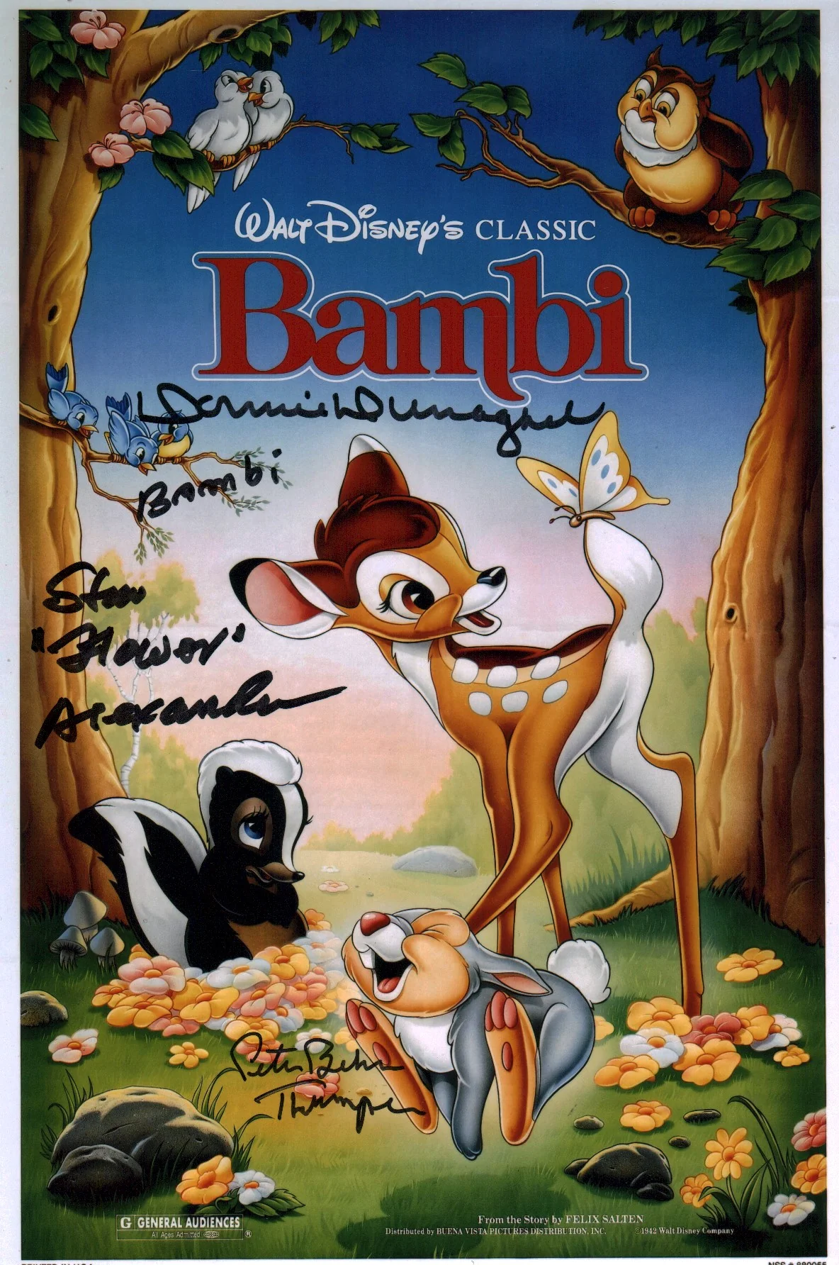 Bambi 8x12 Cast Photo Signed x3 Signed Behn Dunagan Alexander JSA Certified Autograph - Image 3