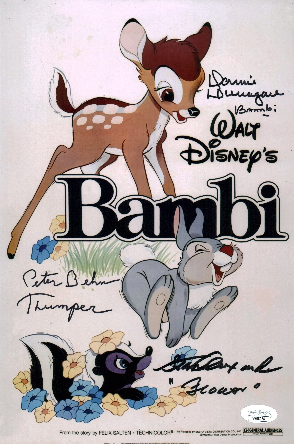 Bambi 8x12 Cast Photo Signed x3 Signed Behn Dunagan Alexander JSA Certified Autograph - Image 3