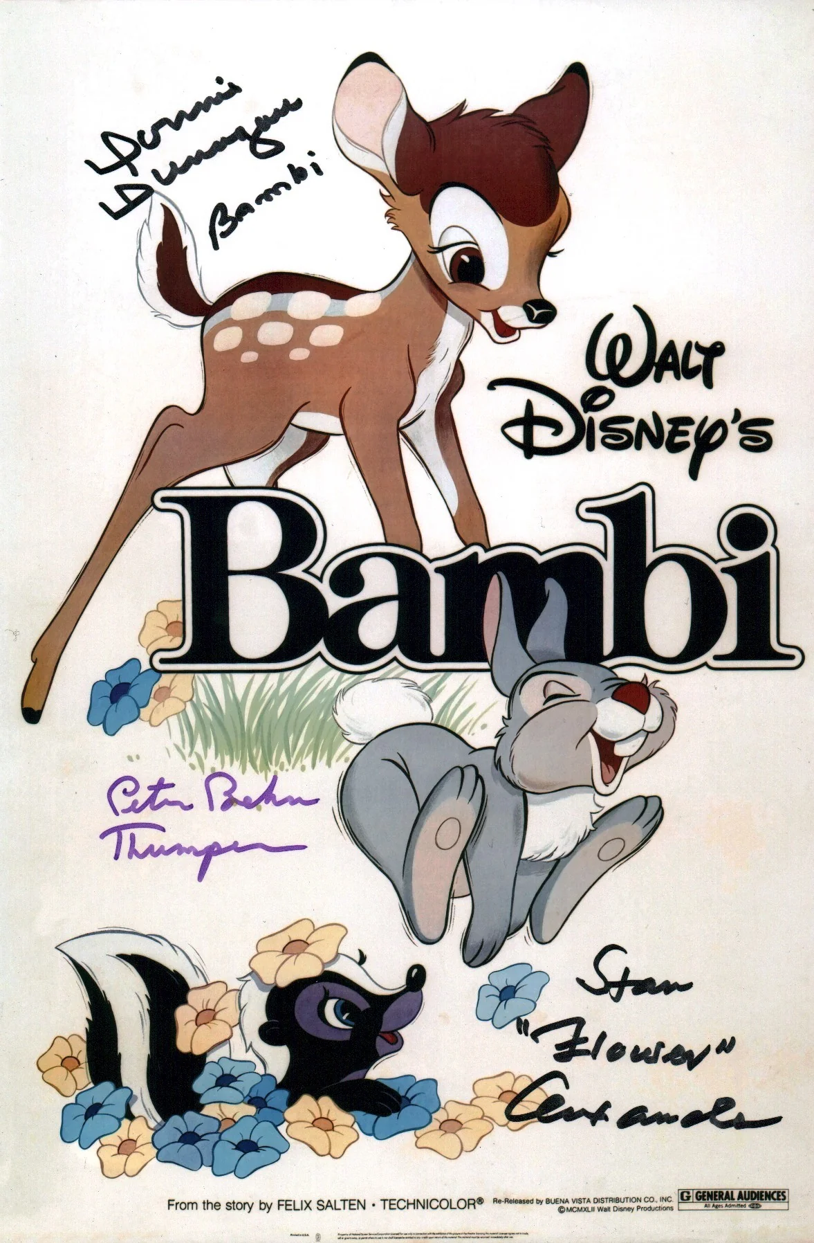 Bambi 8x12 Cast Photo Signed x3 Signed Behn Dunagan Alexander JSA Certified Autograph - Image 4