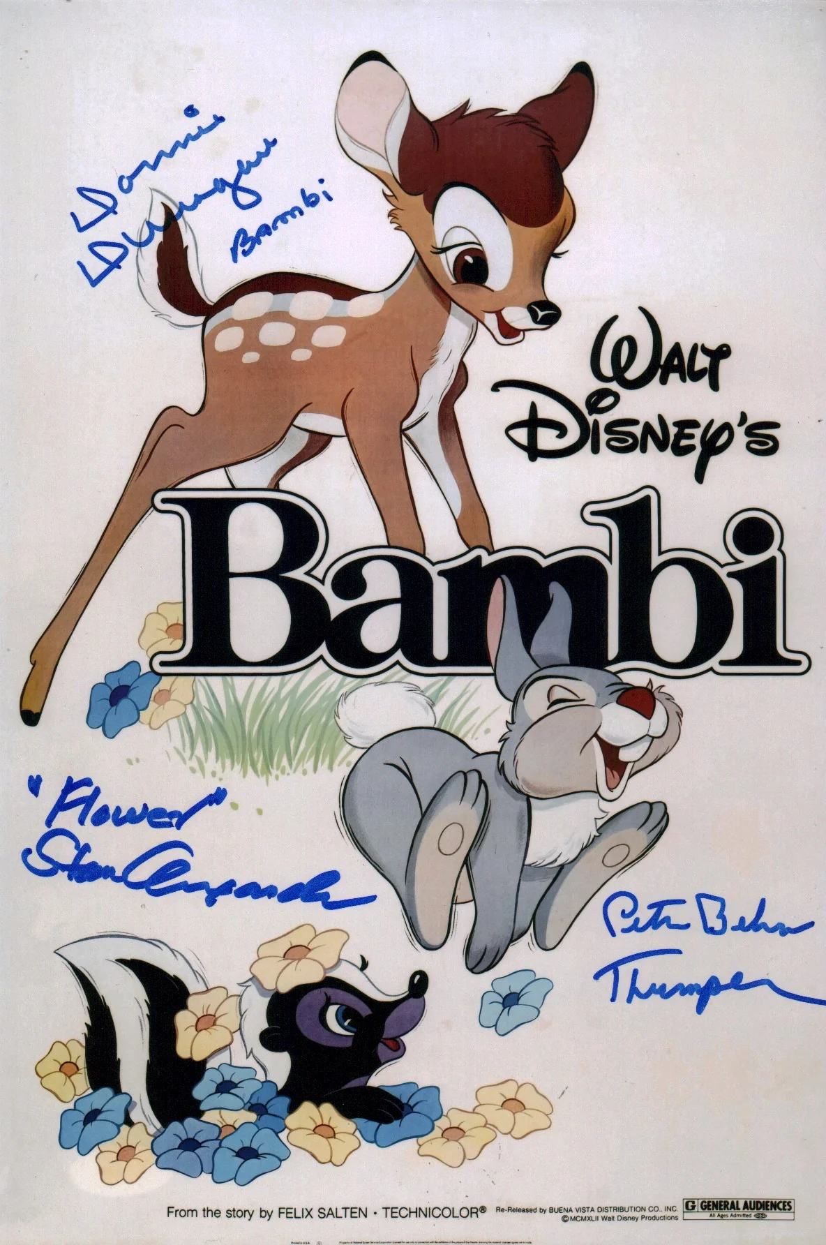 Bambi 8x12 Cast Photo Signed x3 Signed Behn Dunagan Alexander JSA Certified Autograph - Image 5
