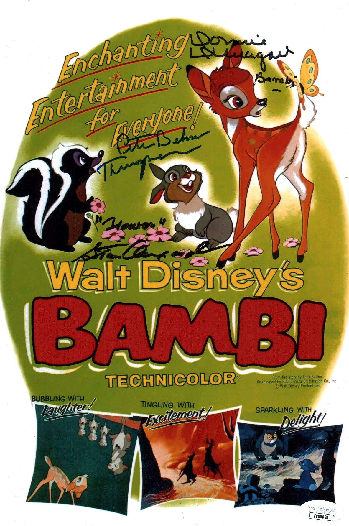 Bambi 8x12 Cast Photo Signed x3 Signed Behn Dunagan Alexander JSA Certified Autograph - Image 2