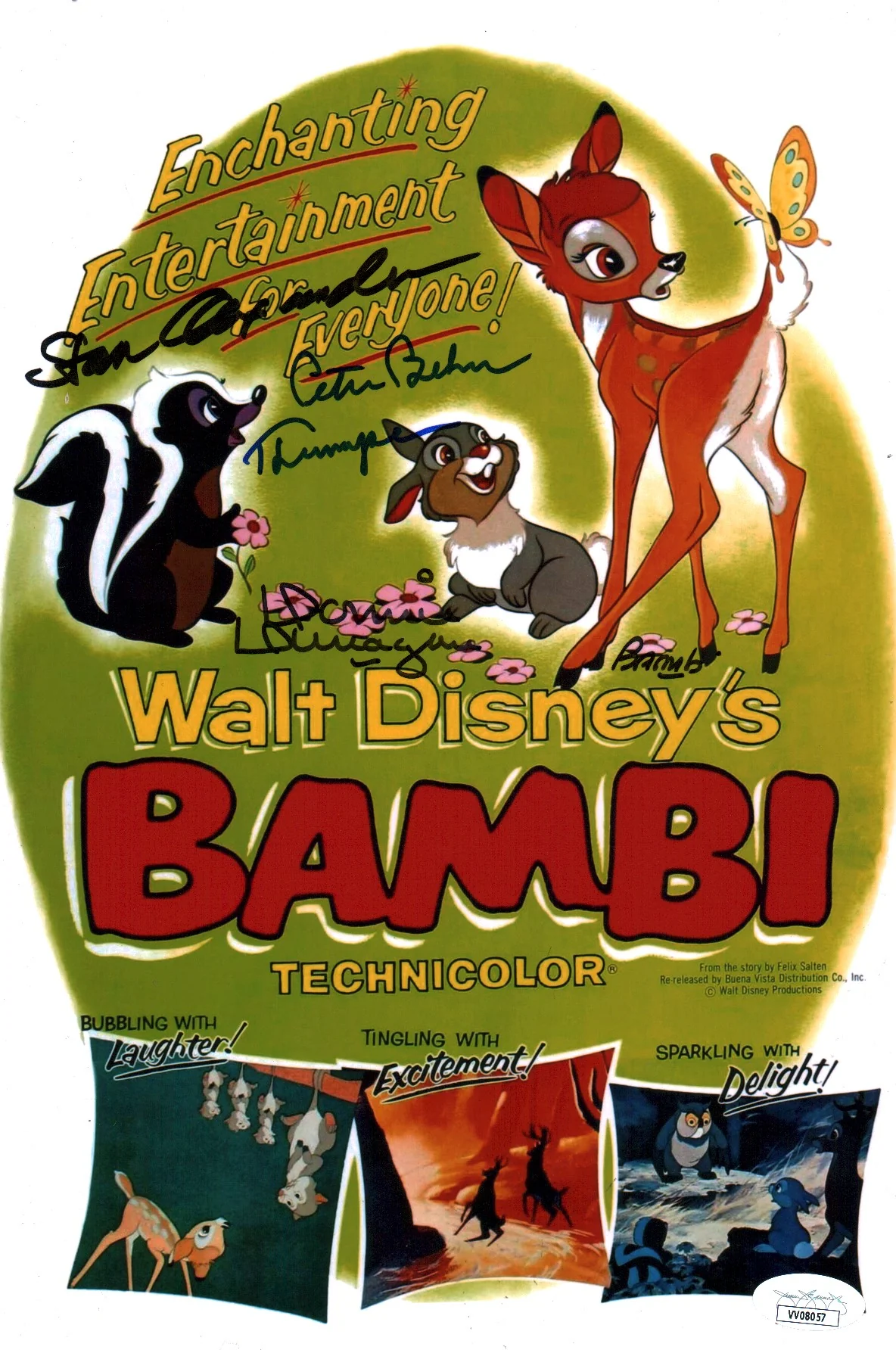 Bambi 8x12 Cast Photo Signed x3 Signed Behn Dunagan Alexander JSA Certified Autograph - Image 3