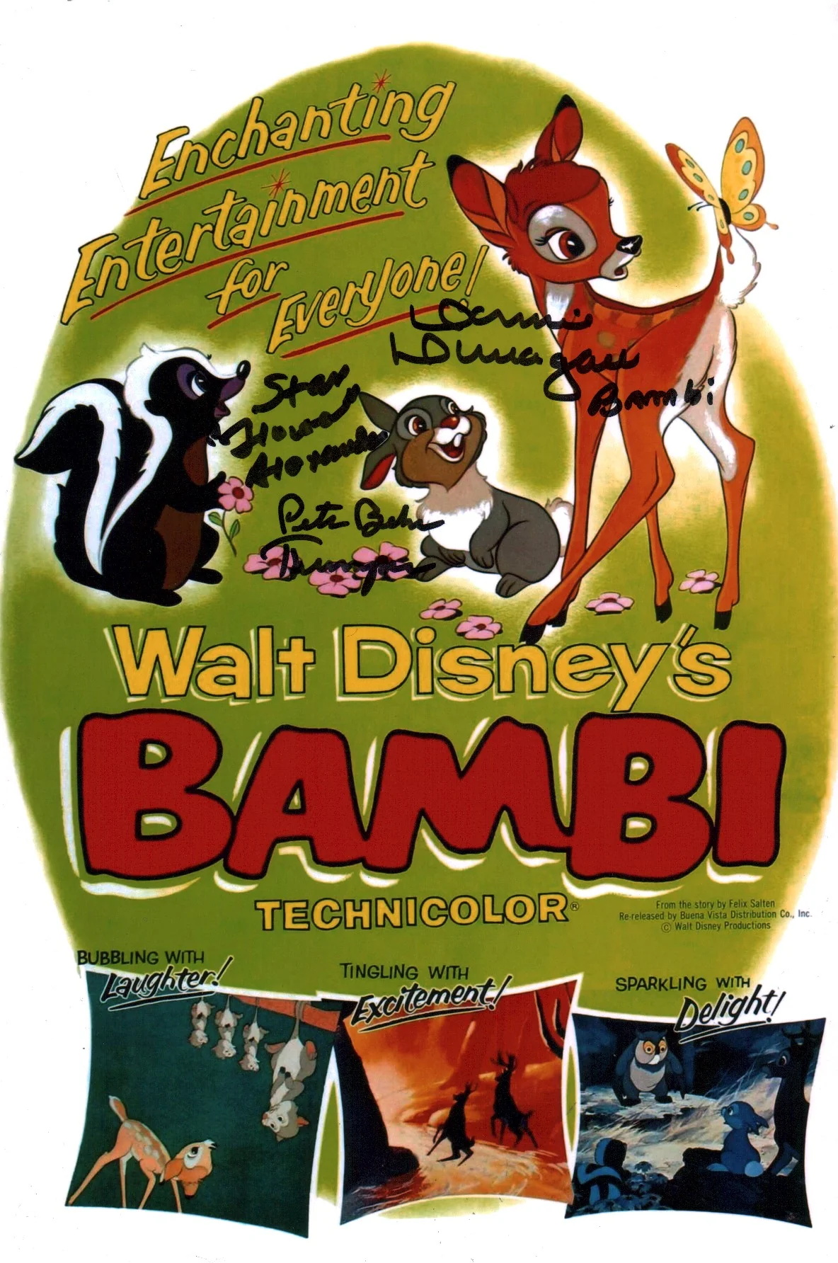 Bambi 8x12 Cast Photo Signed x3 Signed Behn Dunagan Alexander JSA Certified Autograph - Image 5