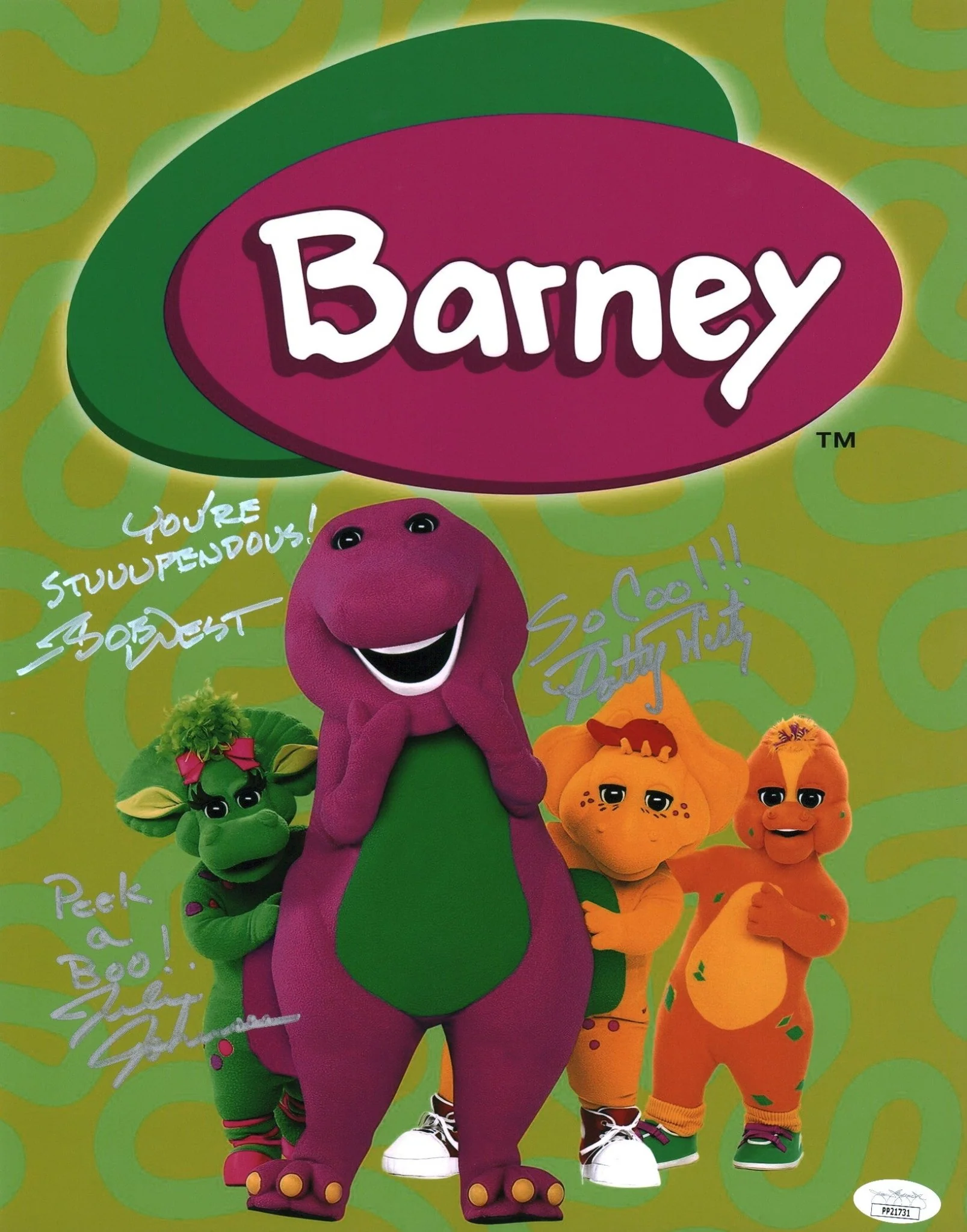 Barney 11x14 Signed x3 Cast Photo Poster West Johnson Wirtz Autograph JSA Certified Autograph - Image 4