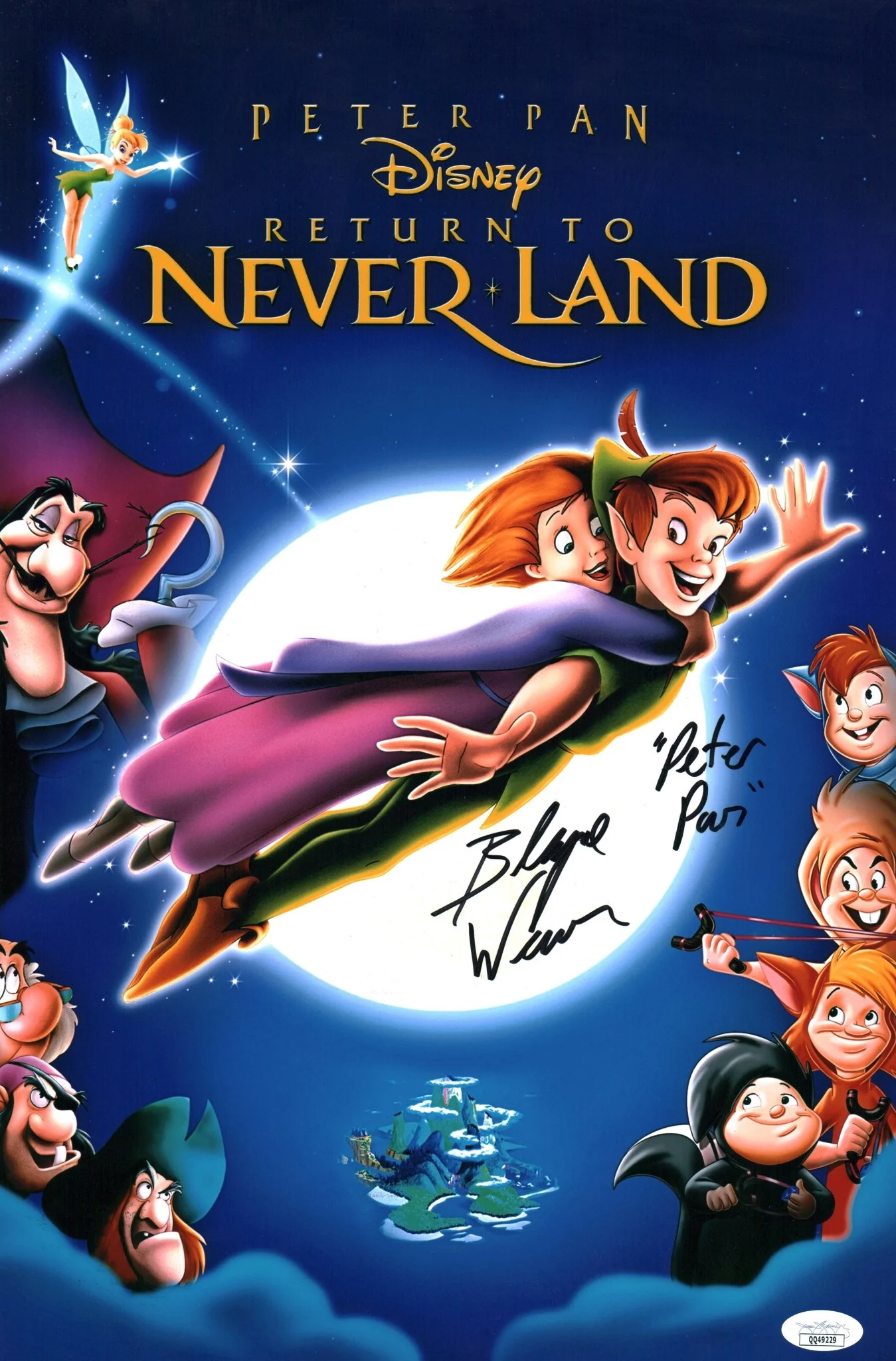 Blayne Weaver Disney's Peter Pan 11x17 Signed Photo Poster JSA Certified Autograph - Image 2