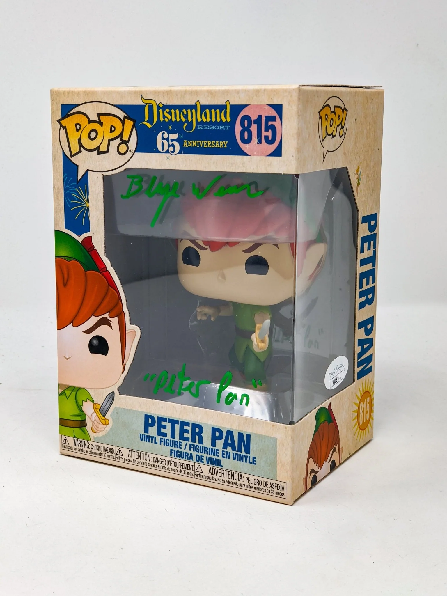 Blayne Weaver Peter Pan #815 Signed Funko Pop JSA Certified Autograph - Image 3