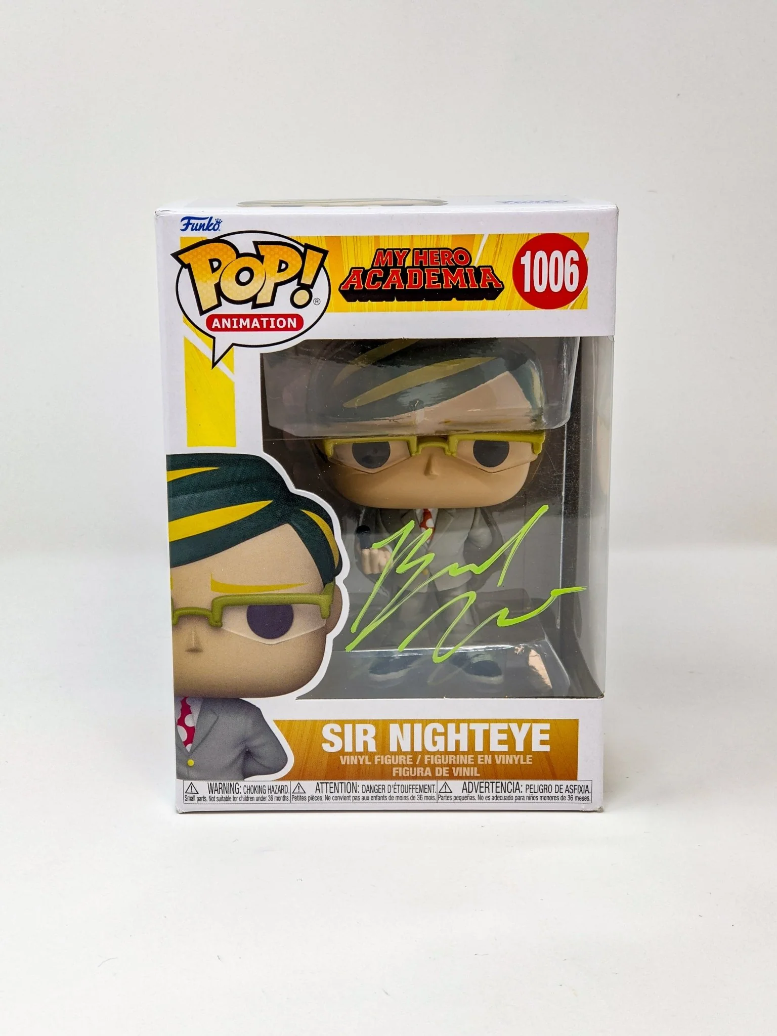 Brandon McInnis My Hero Academia Sir Nighteye #1006 Signed Funko Pop JSA Certified Autograph - Image 2