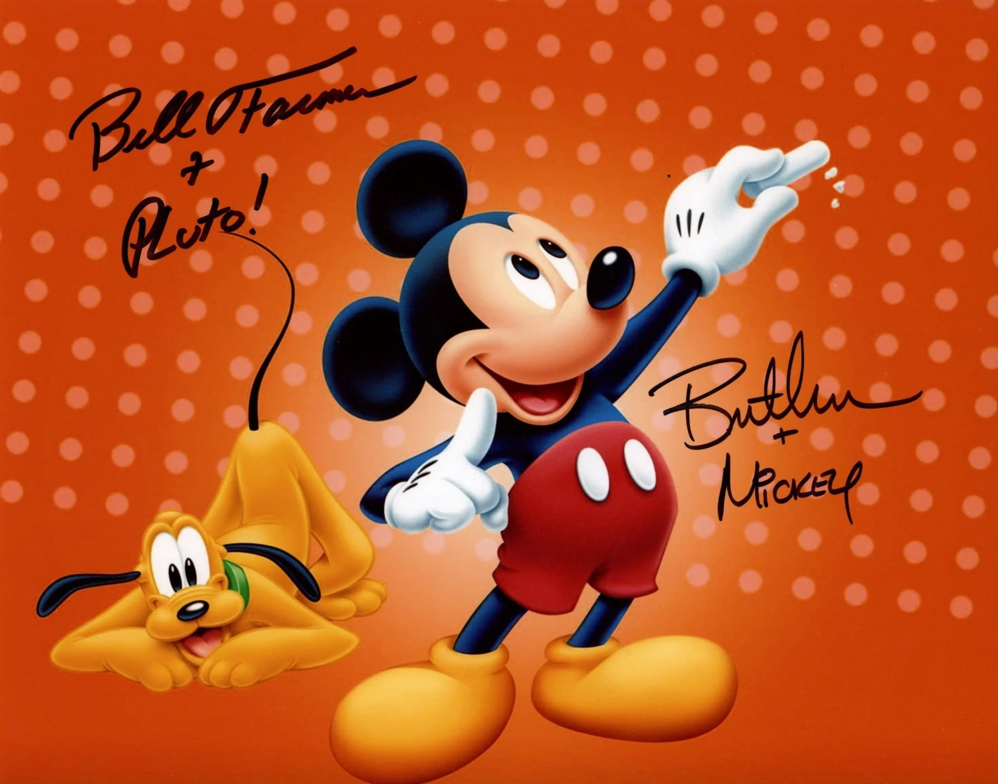 Disney Mickey Mouse 8x10 Signed Bret Iwan, Bill Farmer Autograph Photo JSA Certified