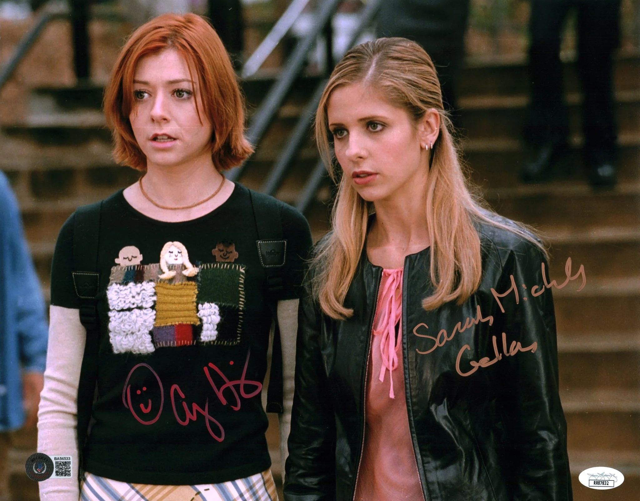 Buffy the Vampire Slayer 11x14 Photo Poster Cast x2 Signed Gellar Hannigan Beckett JSA Certified Autograph - Image 2