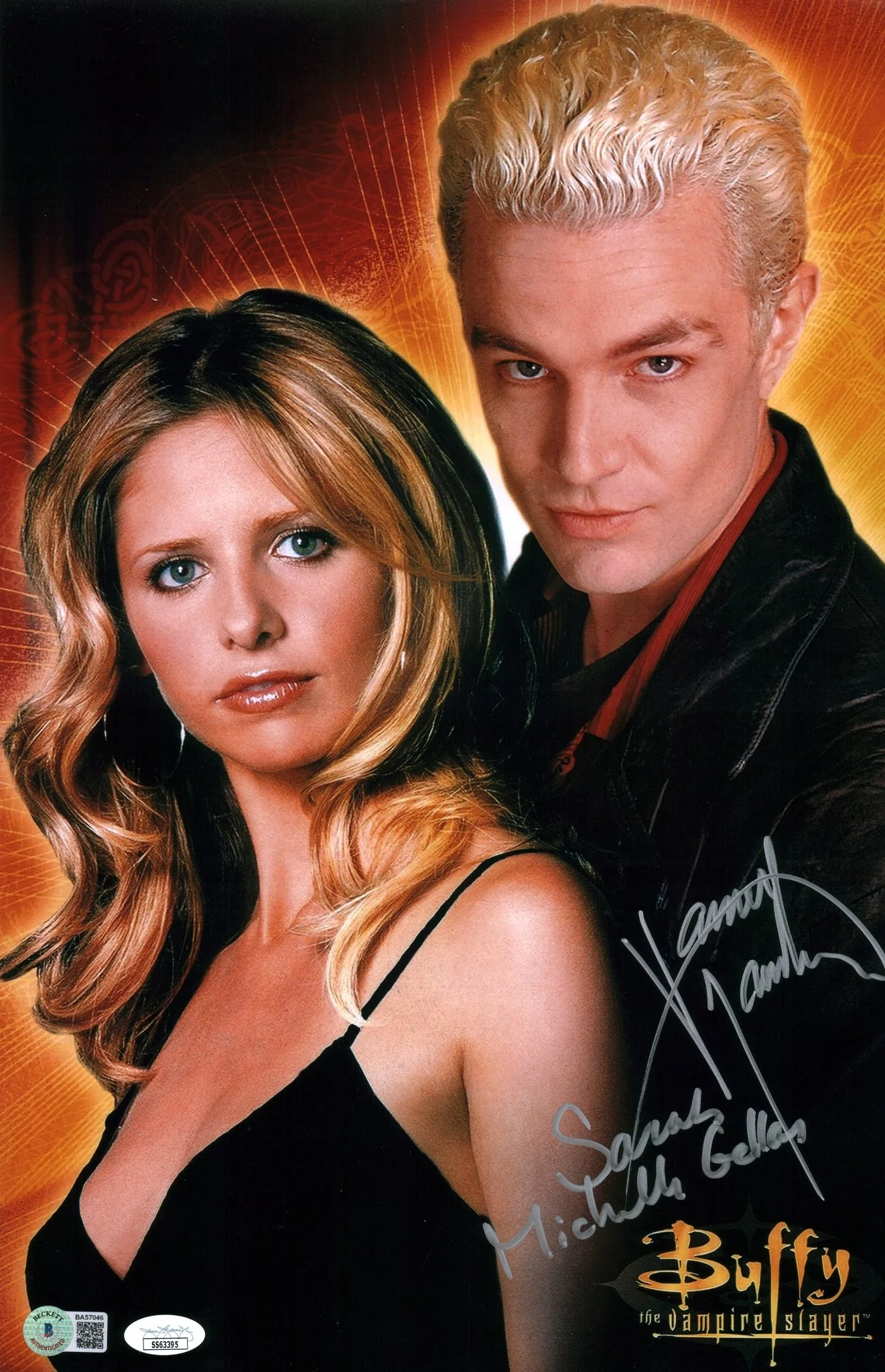 Buffy the Vampire Slayer 11x17 Photo Poster Cast x2 Signed Gellar Marsters Beckett JSA Certified Autograph - Image 2