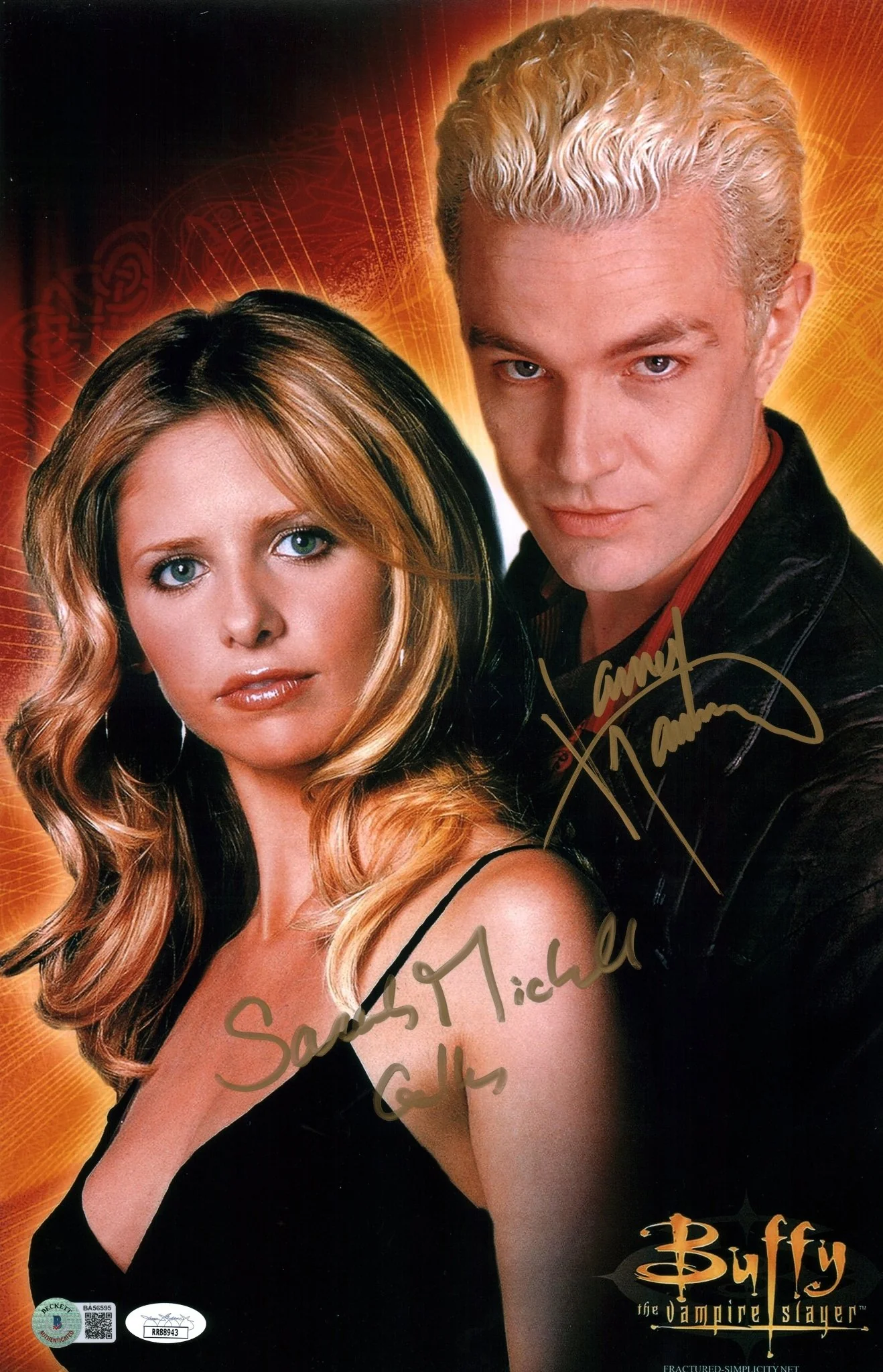 Buffy the Vampire Slayer 11x17 Photo Poster Cast x2 Signed Gellar Marsters Beckett JSA Certified Autograph - Image 3