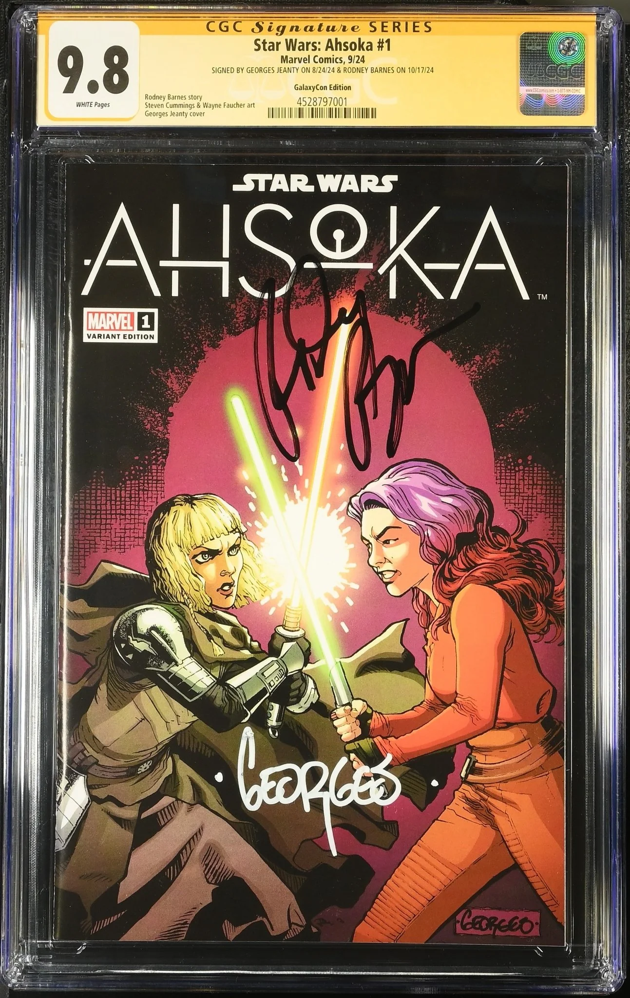 Ahsoka #1 Galaxycon Exclusive CGC SS 9.8 Signed by: Georges Jeanty & Rodney Barnes - Image 3