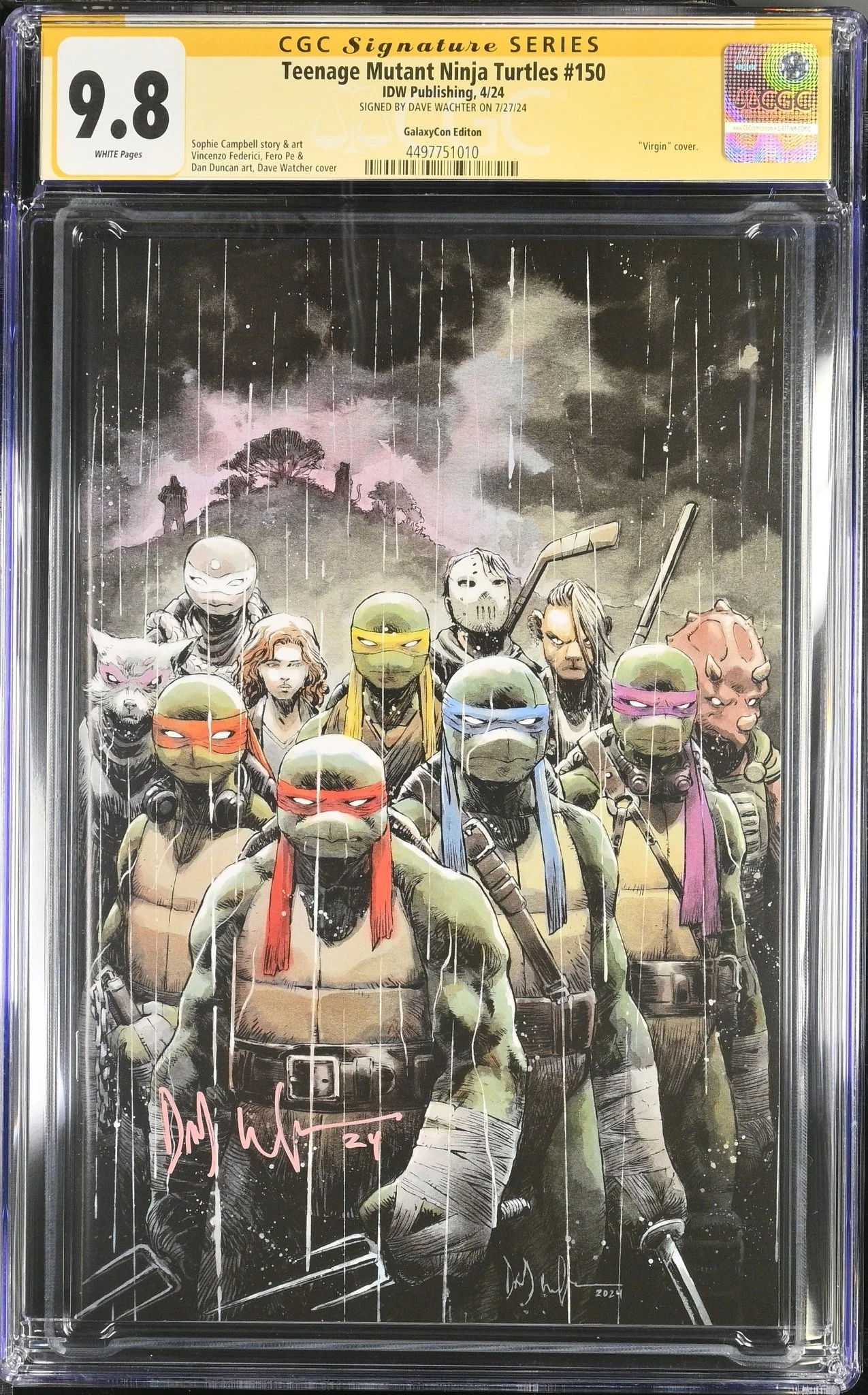 Teenage Mutant Ninja Turtles #150 GalaxyCon Exclusive Virgin Variant CGC Signature Series 9.8 Signed Dave Wachter - Image 11