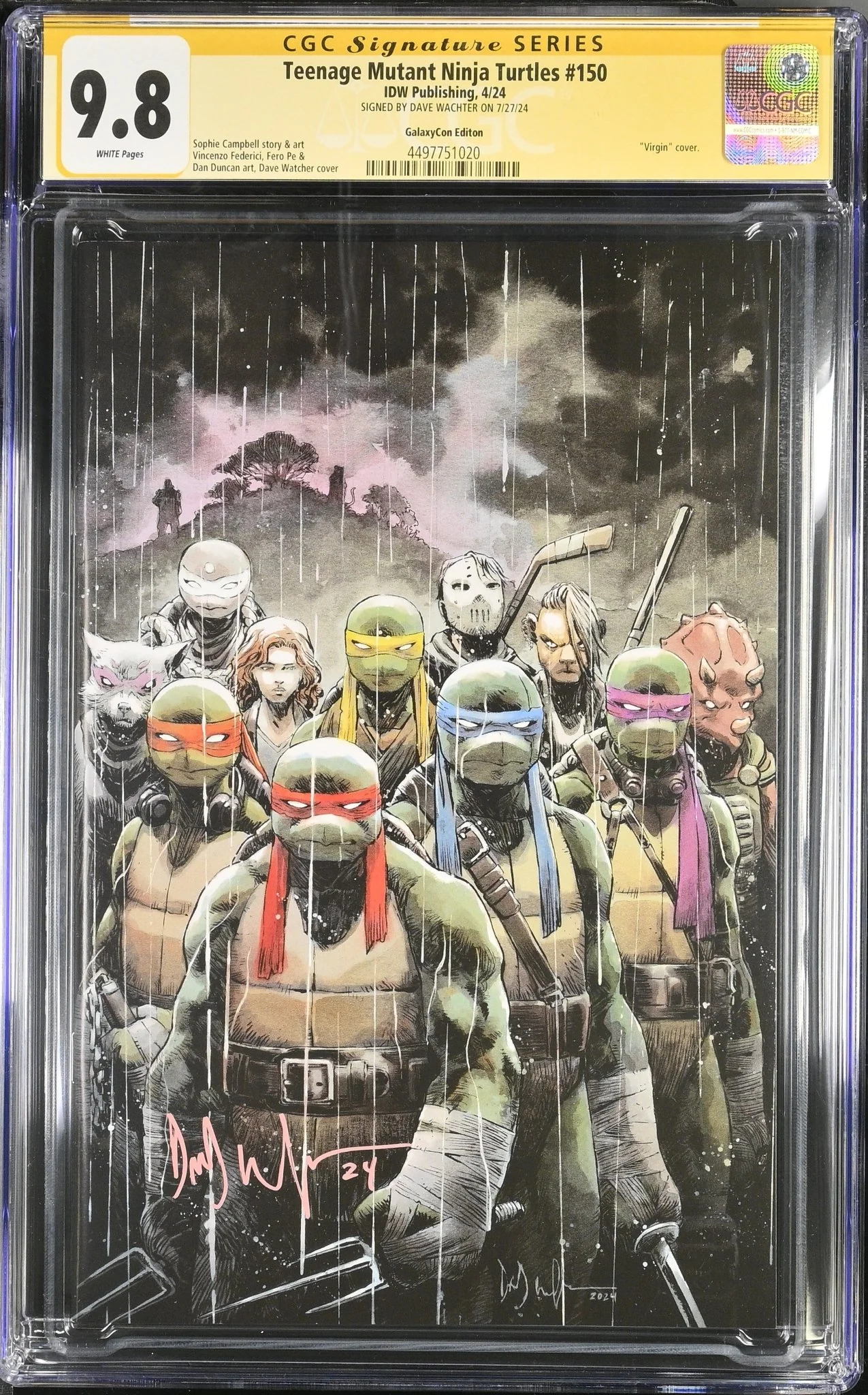 Teenage Mutant Ninja Turtles #150 GalaxyCon Exclusive Virgin Variant CGC Signature Series 9.8 Signed Dave Wachter - Image 13