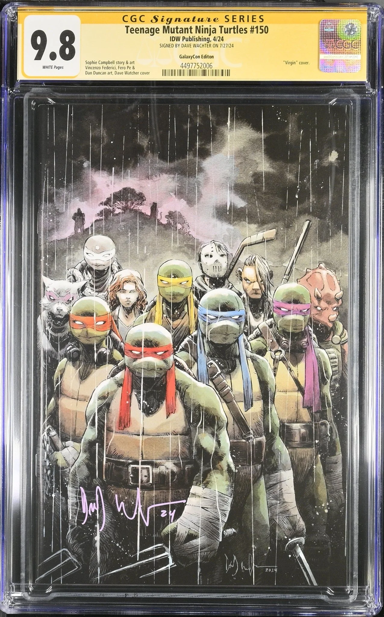Teenage Mutant Ninja Turtles #150 GalaxyCon Exclusive Virgin Variant CGC Signature Series 9.8 Signed Dave Wachter - Image 14