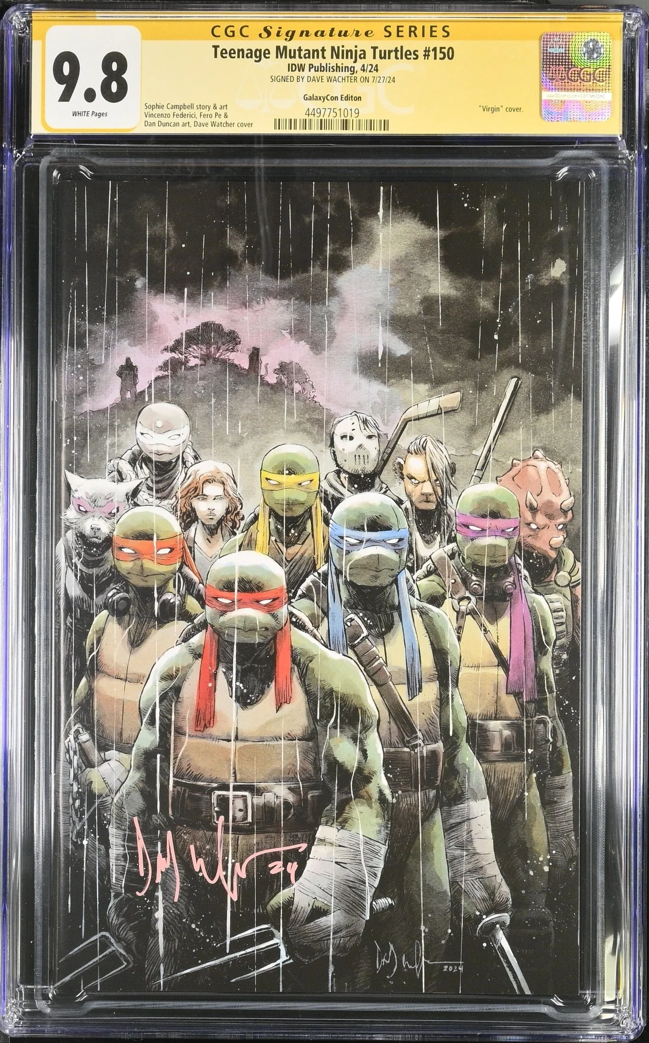 Teenage Mutant Ninja Turtles #150 GalaxyCon Exclusive Virgin Variant CGC Signature Series 9.8 Signed Dave Wachter - Image 3