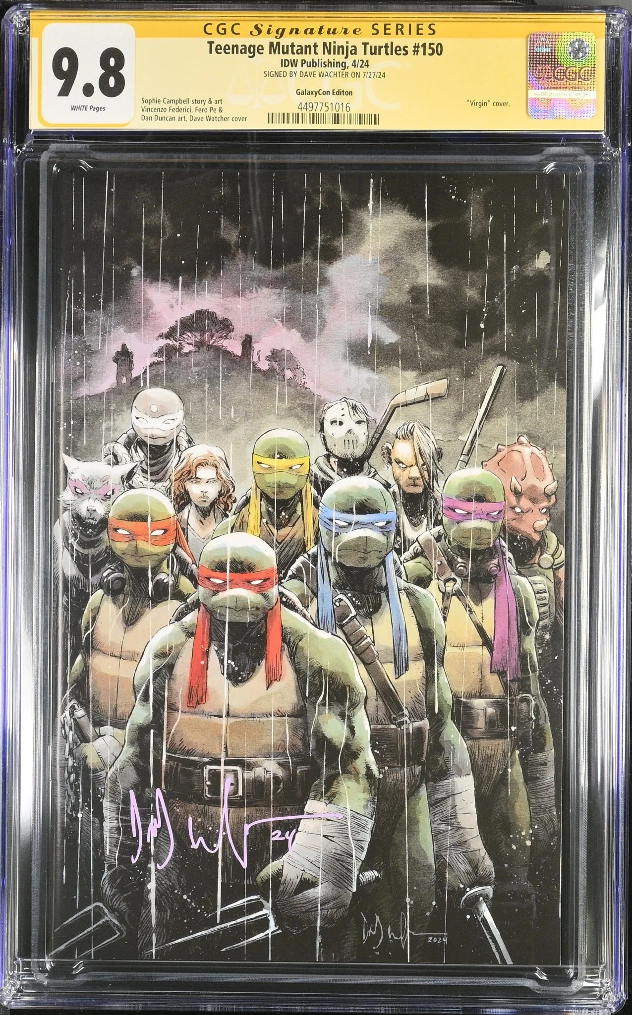 Teenage Mutant Ninja Turtles #150 GalaxyCon Exclusive Virgin Variant CGC Signature Series 9.8 Signed Dave Wachter - Image 4