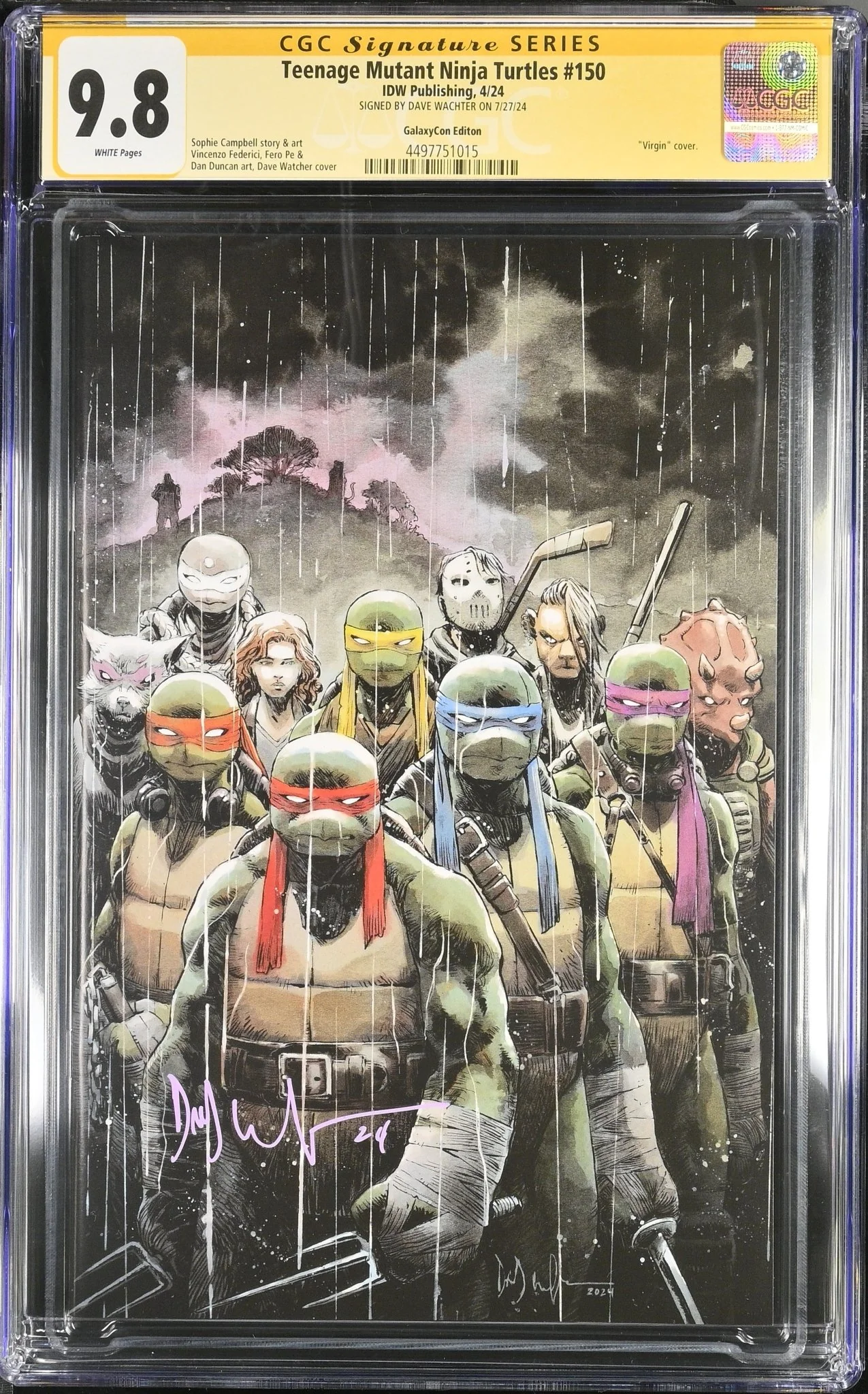 Teenage Mutant Ninja Turtles #150 GalaxyCon Exclusive Virgin Variant CGC Signature Series 9.8 Signed Dave Wachter - Image 5