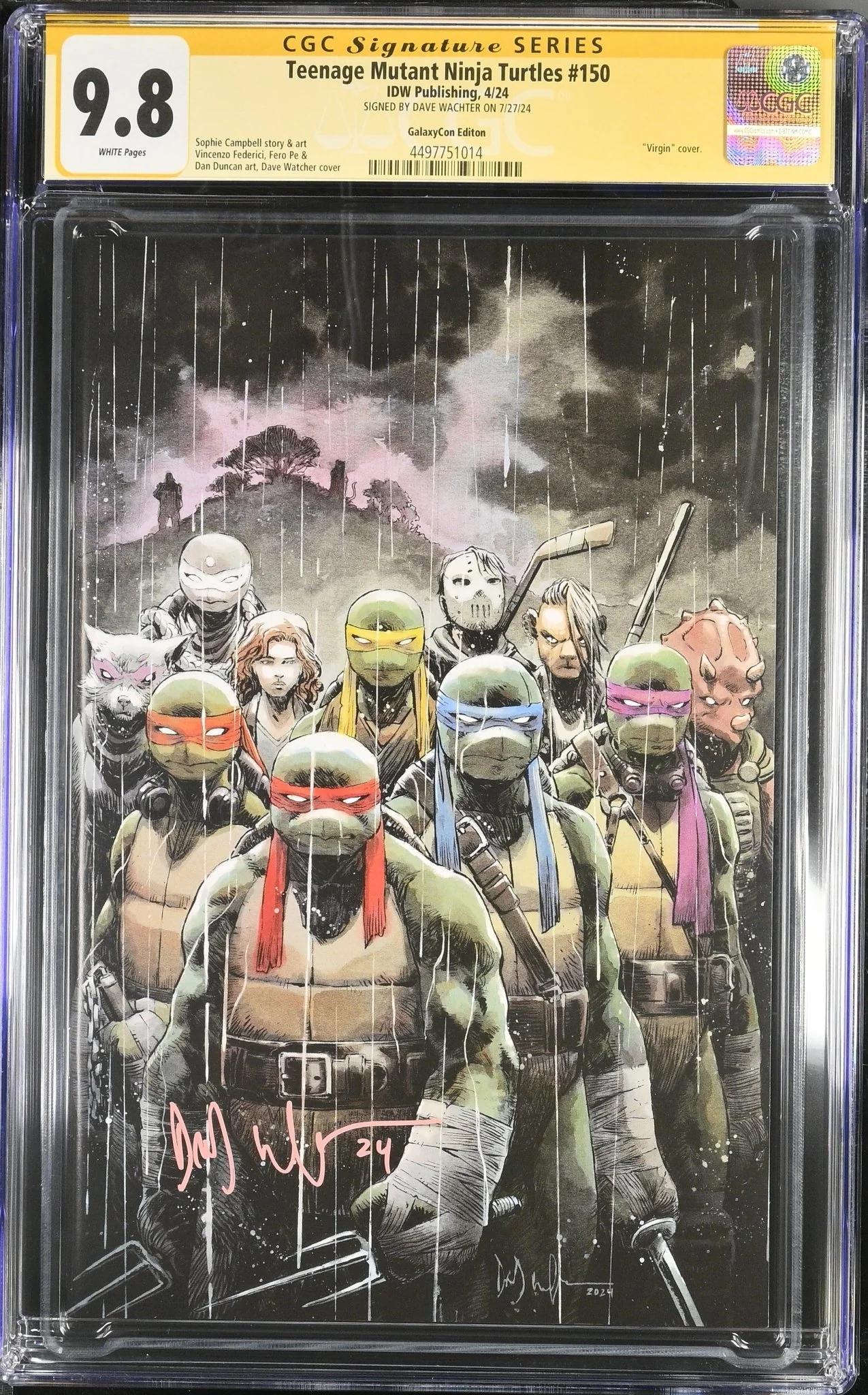 Teenage Mutant Ninja Turtles #150 GalaxyCon Exclusive Virgin Variant CGC Signature Series 9.8 Signed Dave Wachter - Image 7