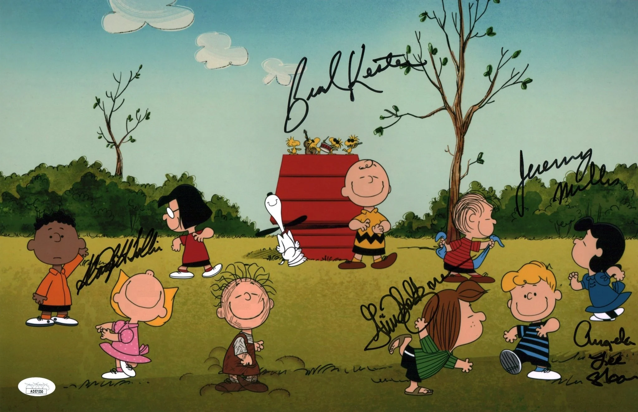 Charlie Brown and Snoopy Show 11x17 Cast x5 Signed Holtzman Kesten Miller Sloan Tolkin Photo Poster JSA Certified Autograph - Image 2