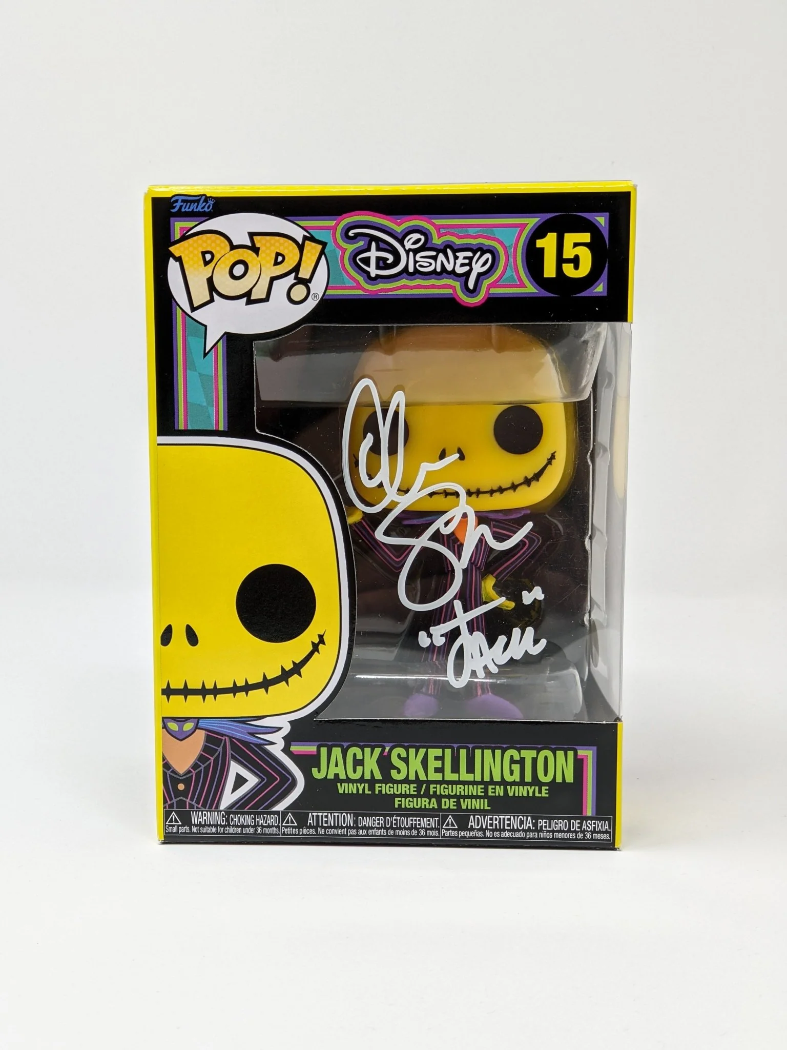 Chris Sarandon Disney Nightmare Before Christmas Jack Skellington #15 Black Light Exclusive Signed Funko Pop JSA Certified Autograph - Image 2