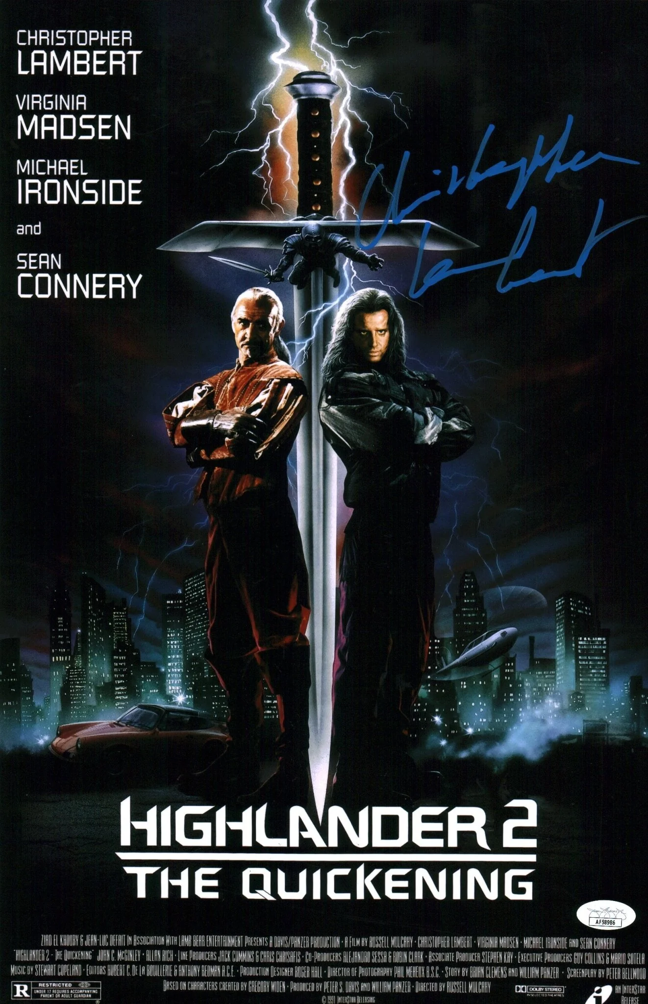 Christopher Lambert Highlander 11x17 Signed Photo Poster JSA Certified Autograph