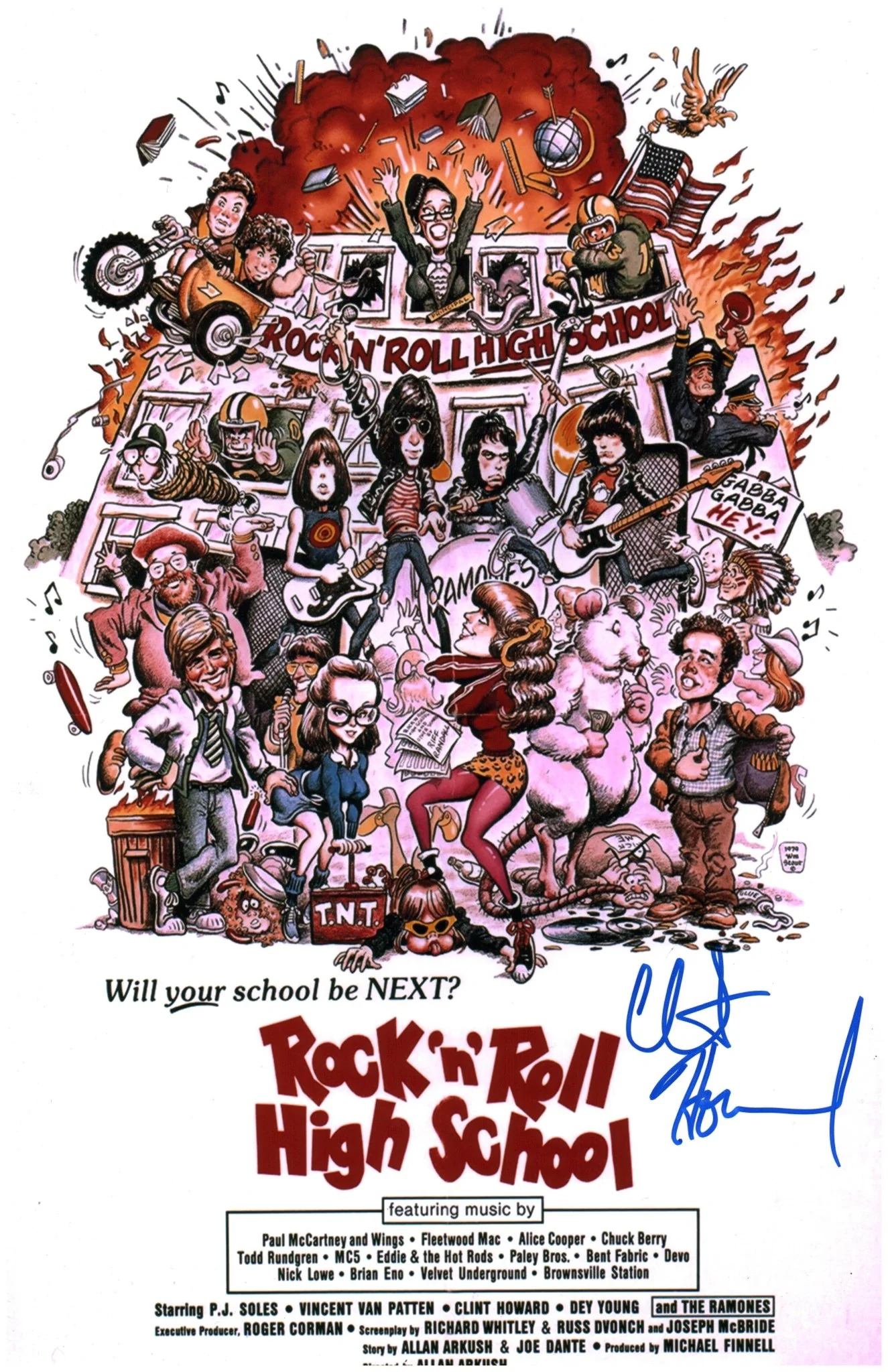 Clint Howard Rock 'n' Roll High School 11x17 Signed Photo JSA Certified Autograph