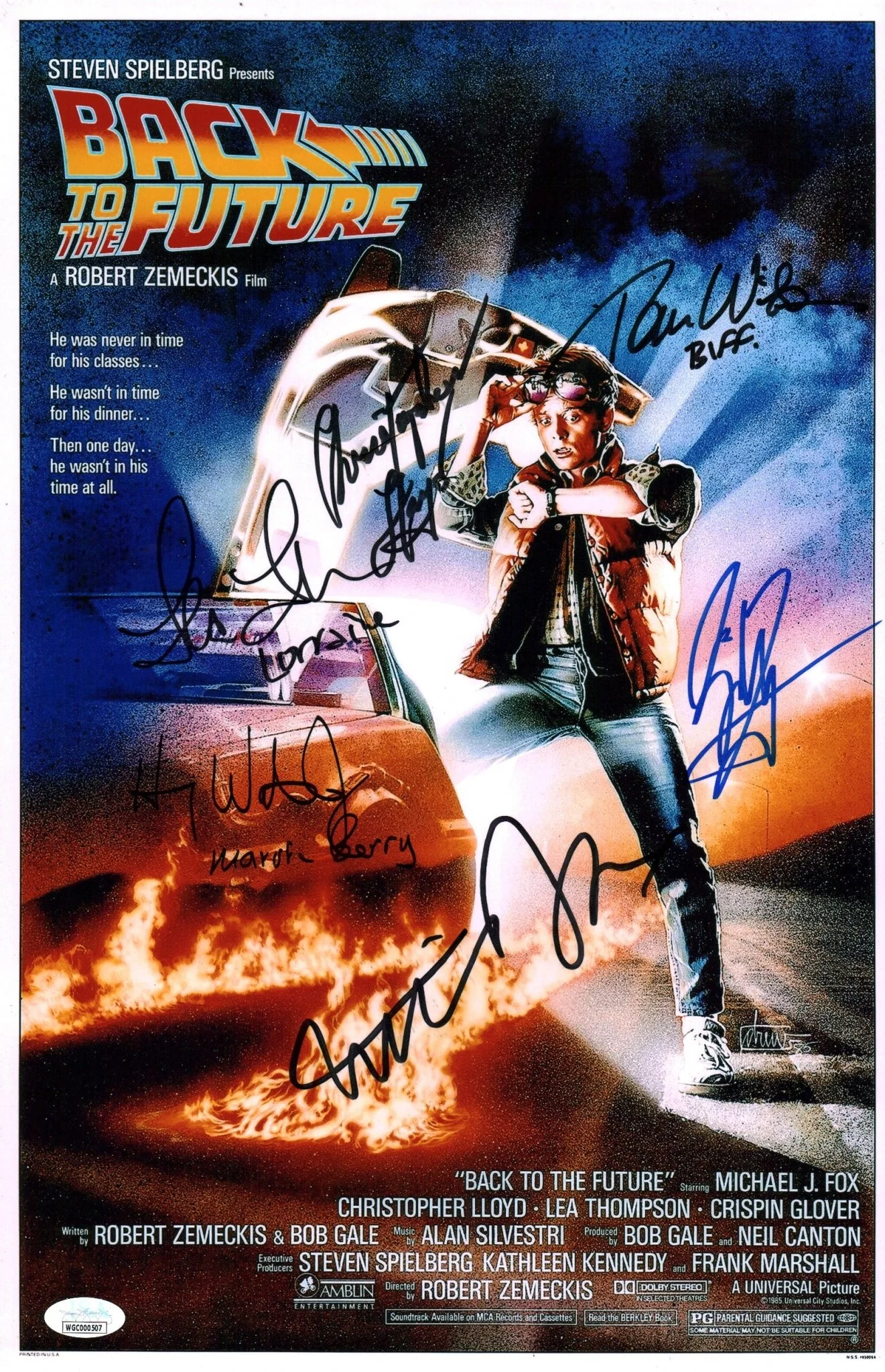Back to the Future 11x17 Cast x6 Signed Fox Lloyd Waters Wilson Fullilove Thompson  Photo Poster JSA Certified Autograph - Image 3