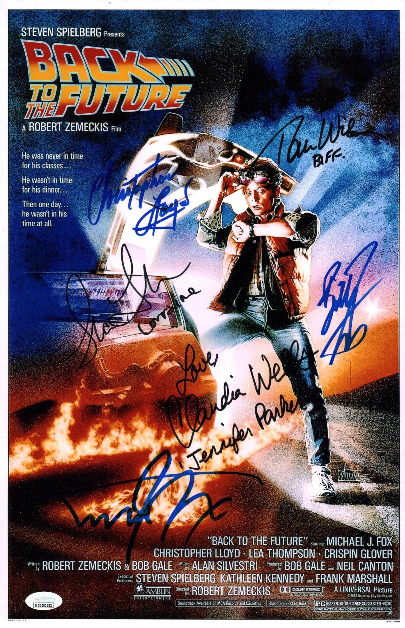 Back To The Future 11x17 Signed Photo Poster Cast x6 Fox, Lloyd, Thompson, Wilson, Wells, Zane JSA Certified Autograph - Image 6