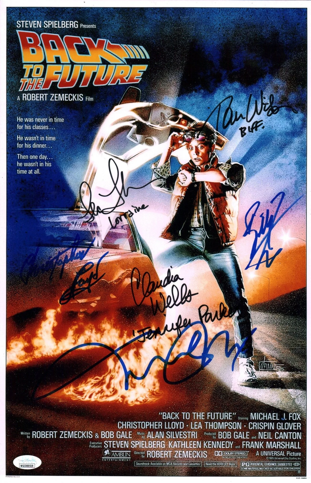 Back To The Future 11x17 Signed Photo Poster Cast x6 Fox, Lloyd, Thompson, Wilson, Wells, Zane JSA Certified Autograph - Image 7