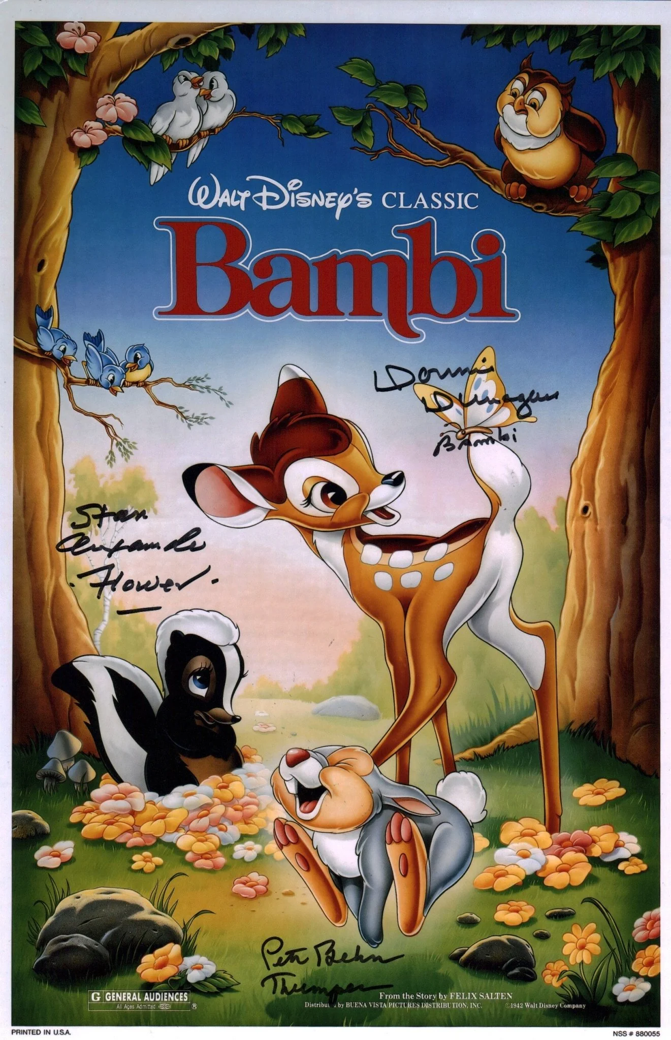 Bambi 11x17 Cast Photo Poster Signed x3 Signed Behn Dunagan Alexander JSA Certified Autograph - Image 2