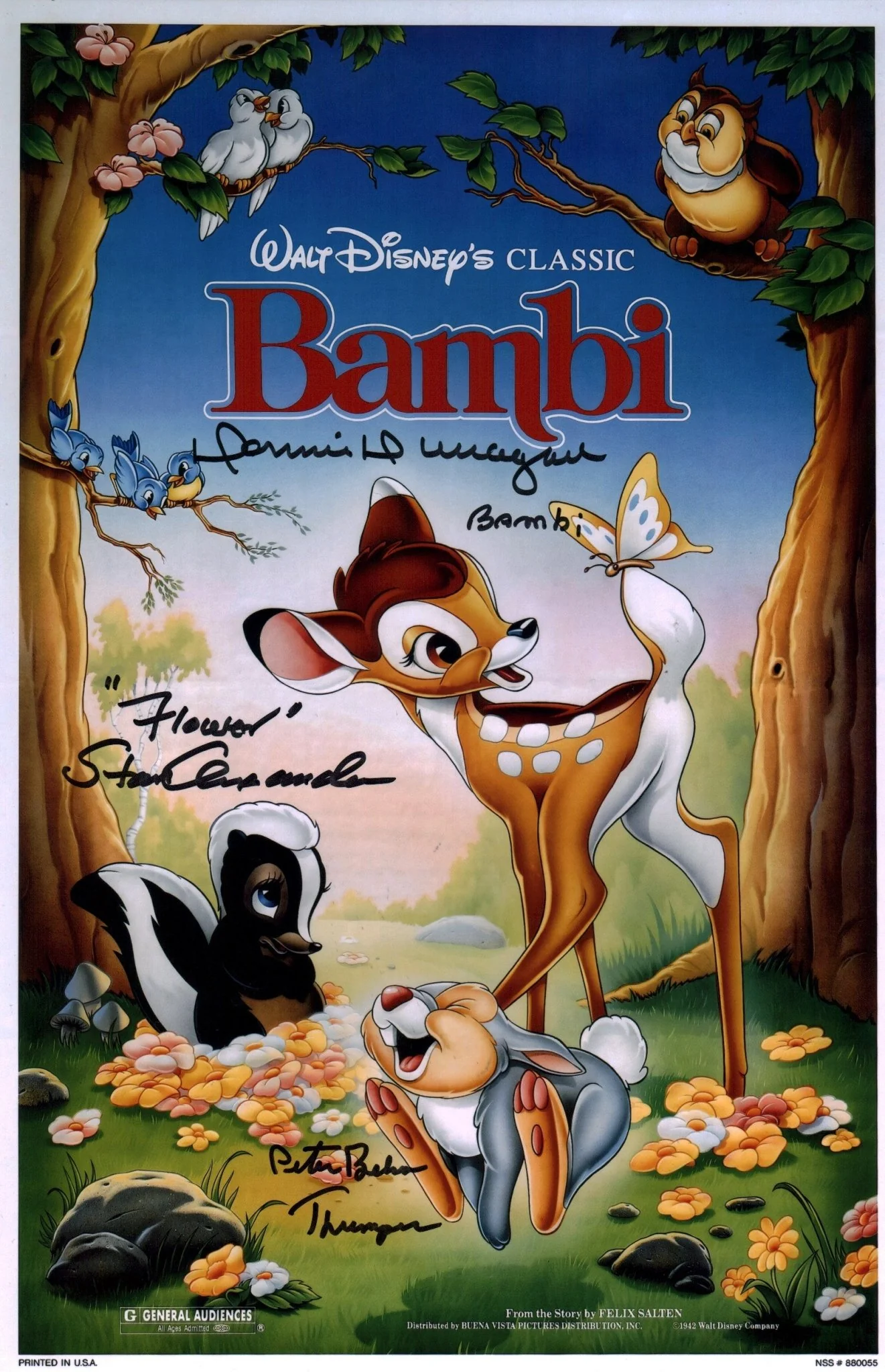 Bambi 11x17 Cast Photo Poster Signed x3 Signed Behn Dunagan Alexander JSA Certified Autograph - Image 3